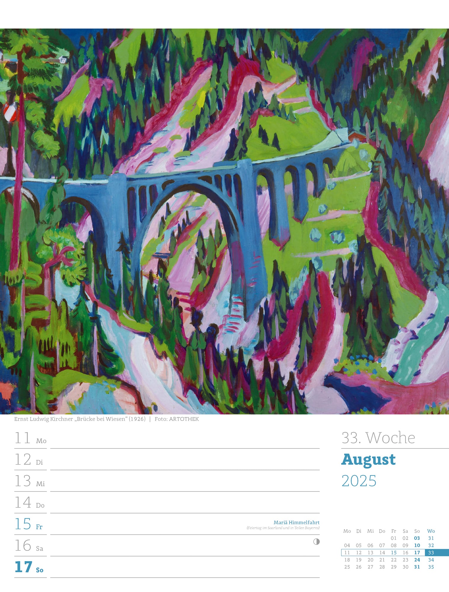 Ackermann Calendar World of Art 2025 - Weekly Planner - Inside View 36