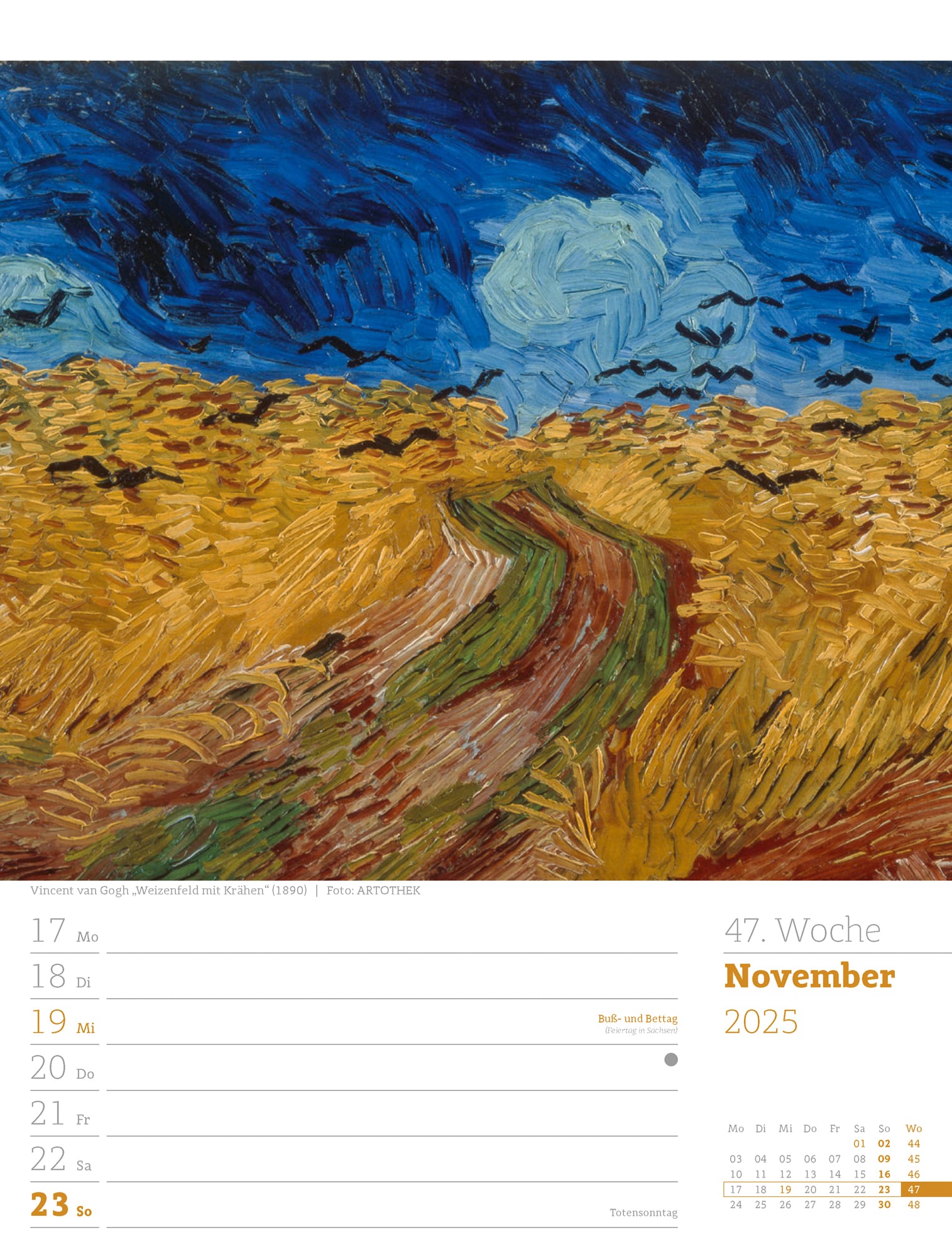 Ackermann Kalender Kunstwelt - Wochenplaner 2025 - Innenansicht 50