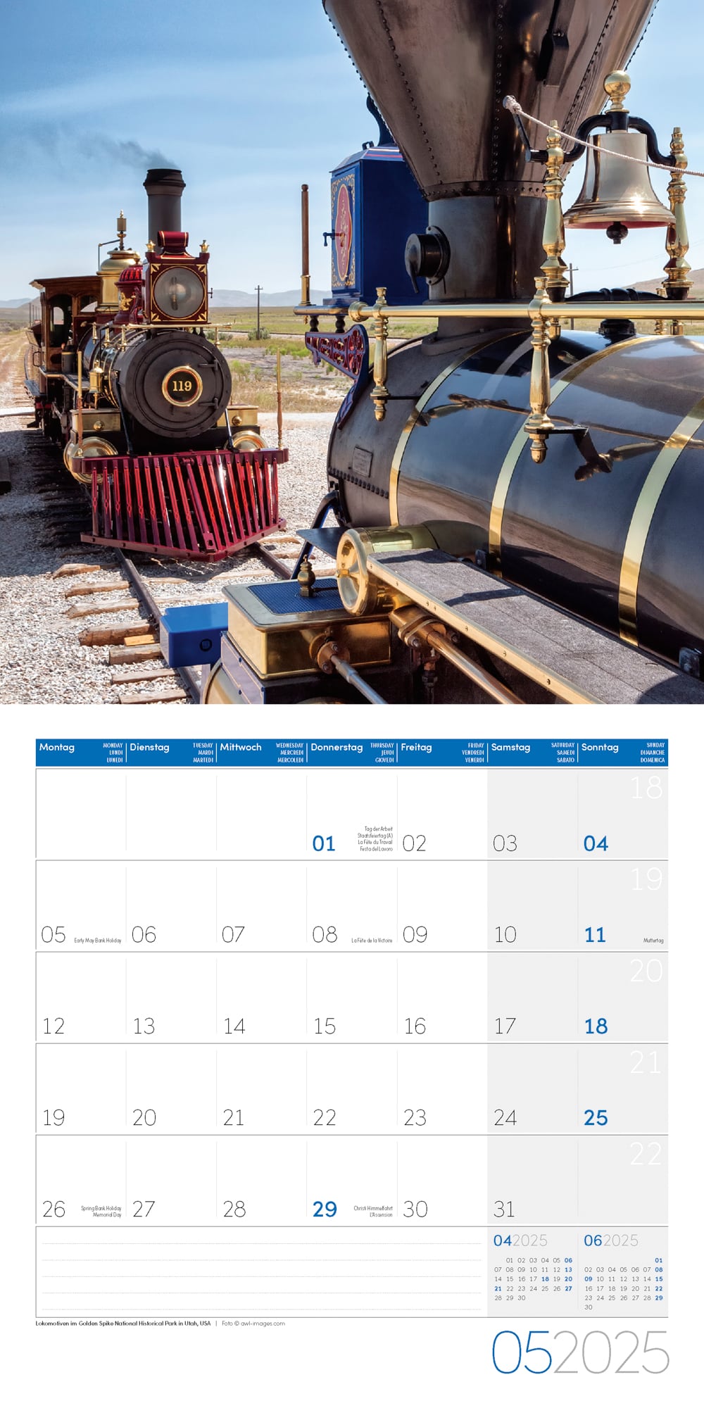 Art12 Collection Kalender Lokomotiven 2025 - 30x30 - Innenansicht 05