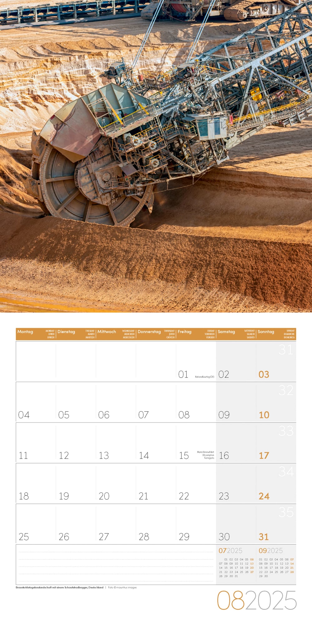 Art12 Collection Kalender Bagger & Co. 2025 - 30x30 - Innenansicht 08