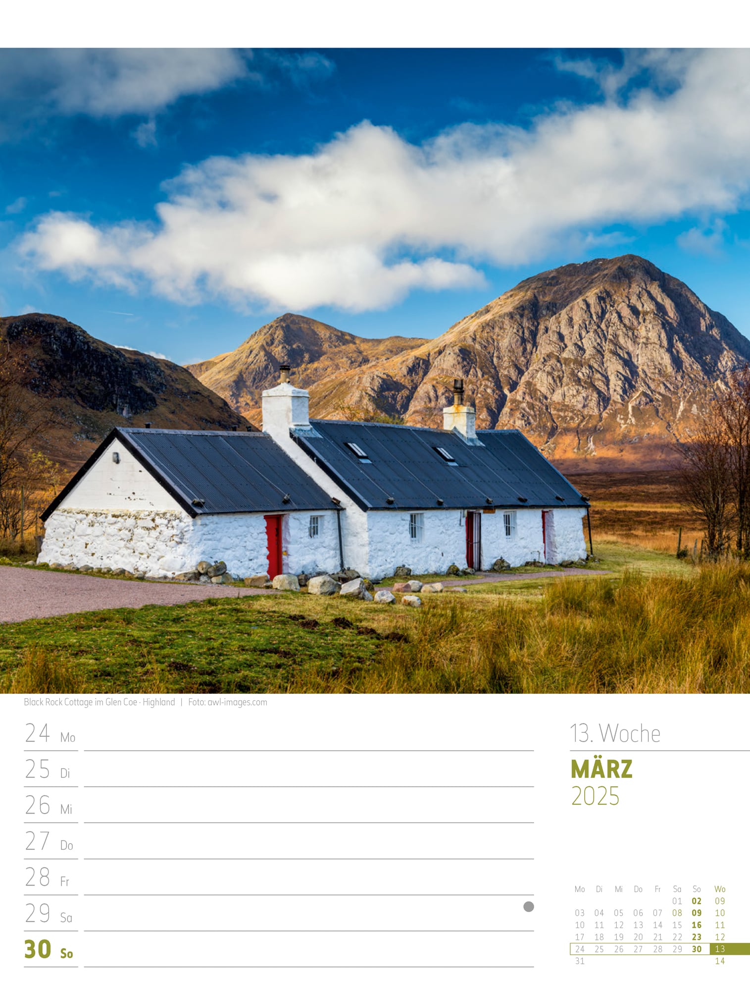 Ackermann Calendar Scotland 2025 - Weekly Planner - Inside View 16