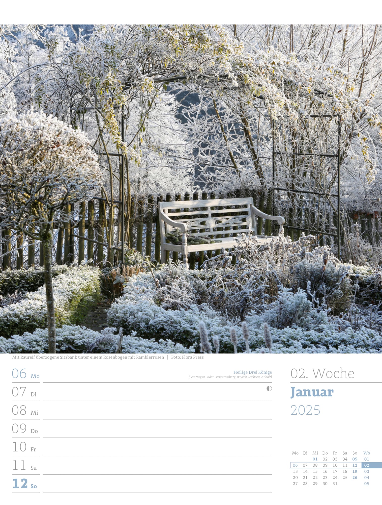Ackermann Calendar Beautiful Gardens 2025 - Weekly Planner - Inside View 03