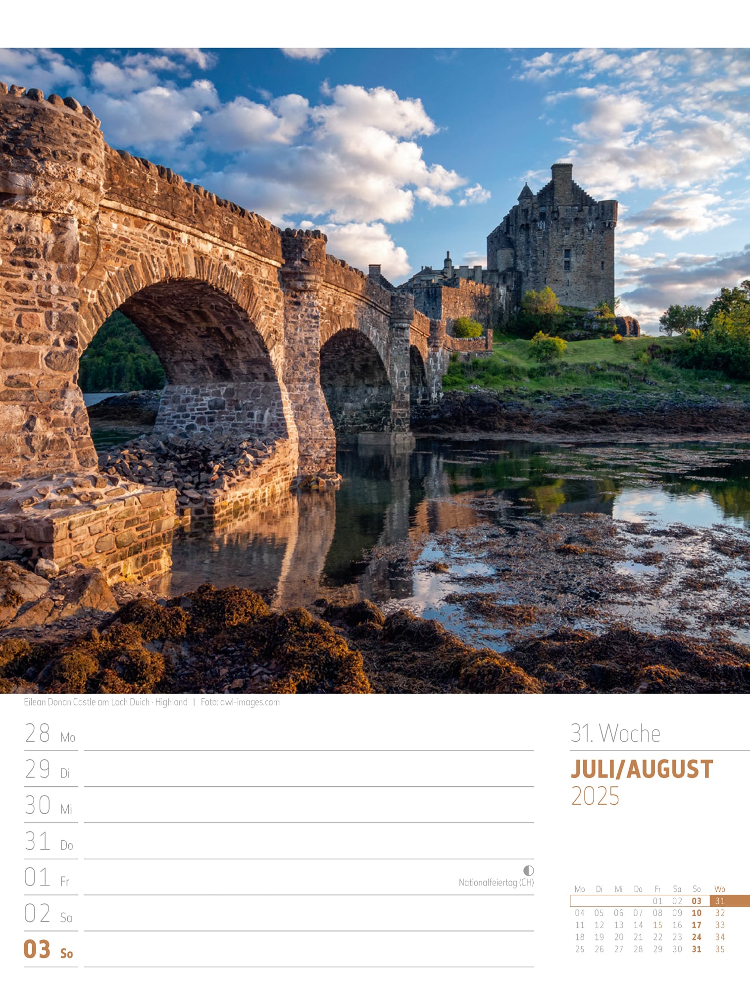 Ackermann Calendar Scotland 2025 - Weekly Planner - Inside View 34