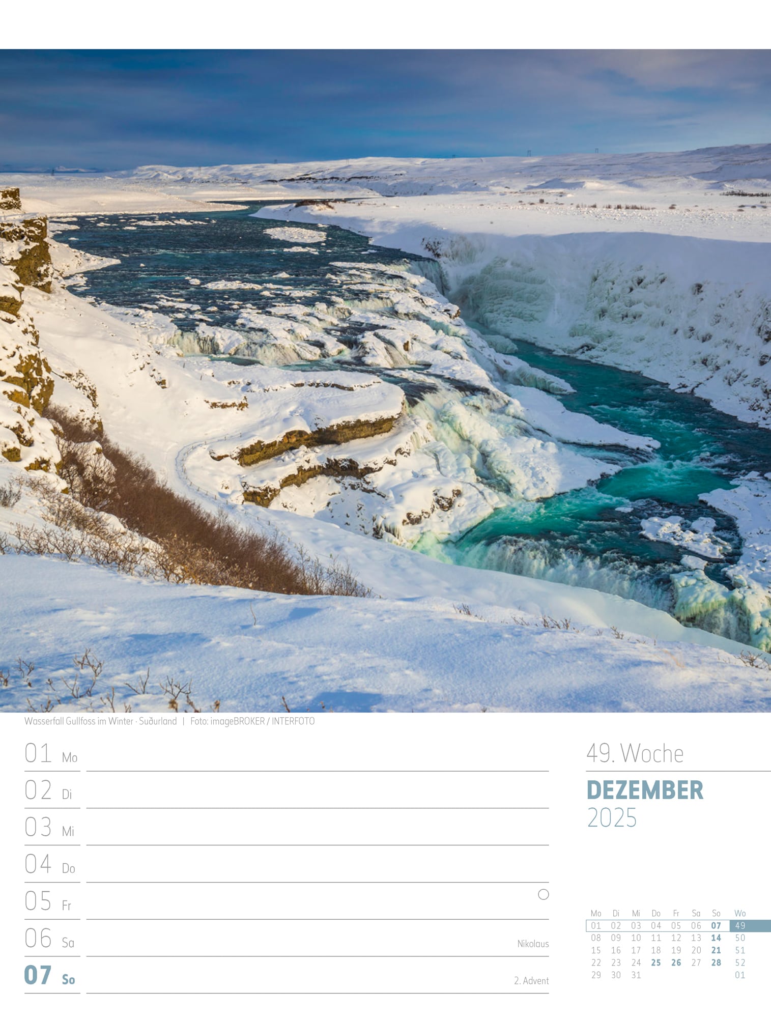 Ackermann Calendar Iceland 2025 - Weekly Planner - Inside View 52