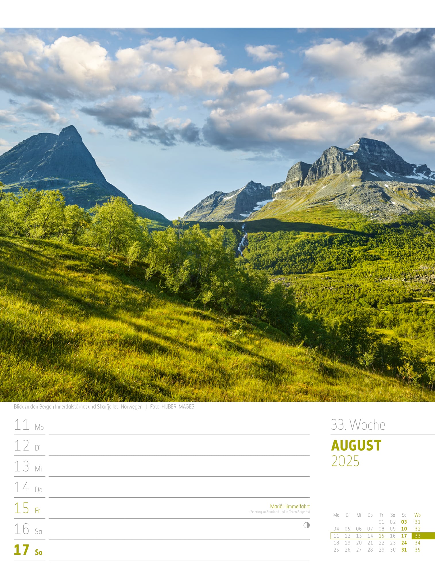 Ackermann Calendar Scandinavia 2025 - Weekly Planner - Inside View 36