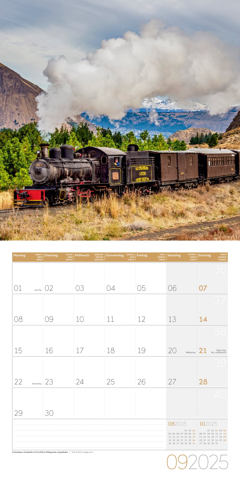 Art12 Collection Kalender Lokomotiven 2025 - 30x30 - Innenansicht 09