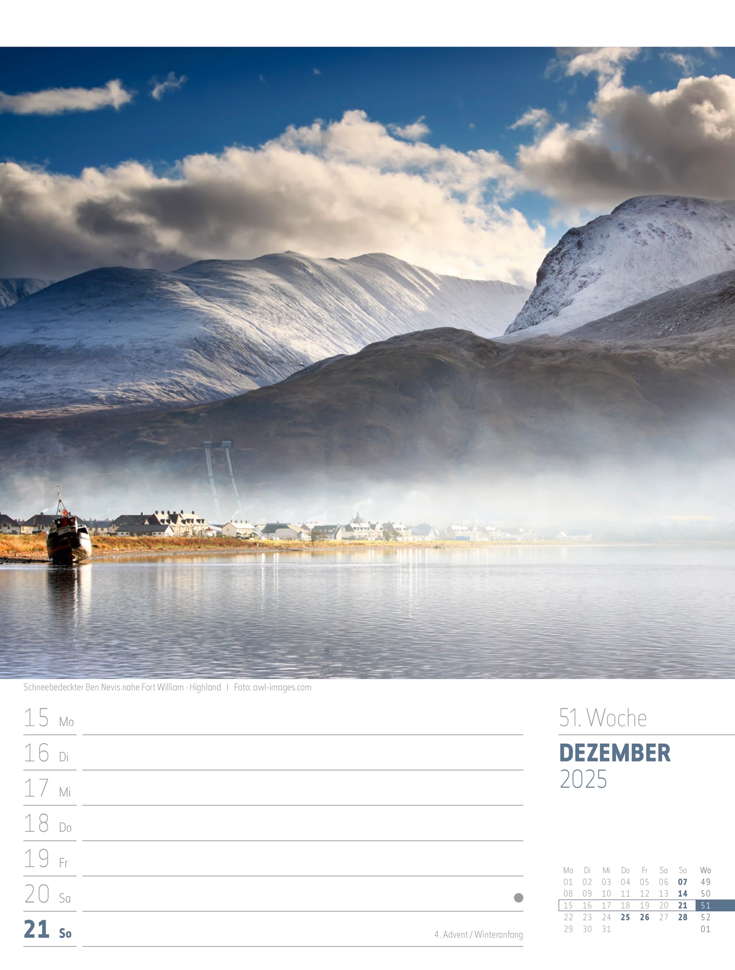 Ackermann Calendar Scotland 2025 - Weekly Planner - Inside View 54
