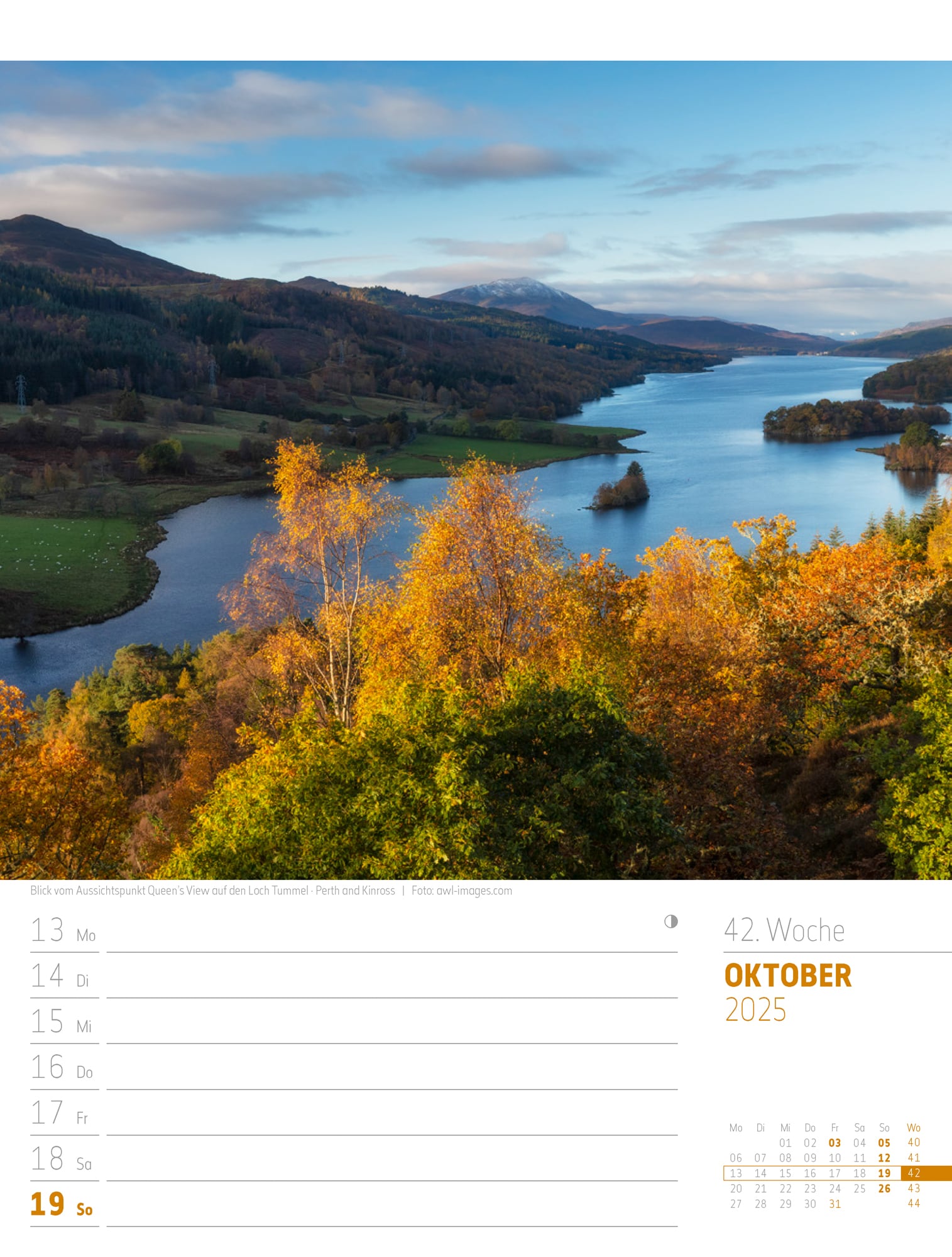 Ackermann Calendar Scotland 2025 - Weekly Planner - Inside View 45