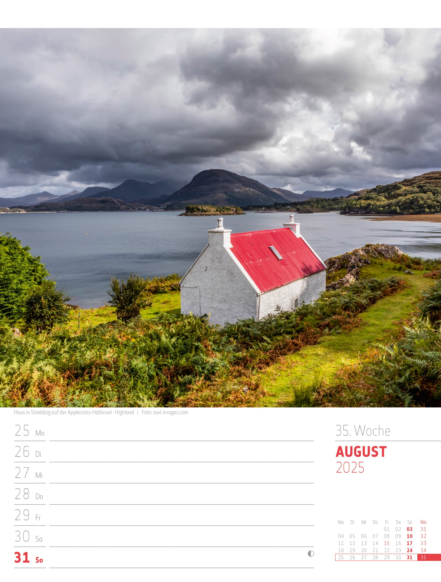 Ackermann Kalender Schottland - Wochenplaner 2025 - Innenansicht 38