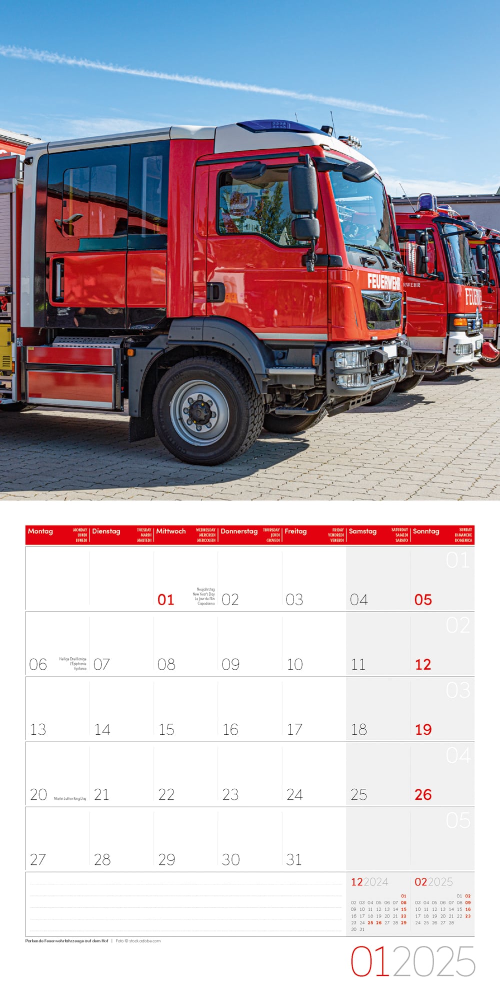 Art12 Collection Kalender Feuerwehr 2025 - 30x30 - Innenansicht 01