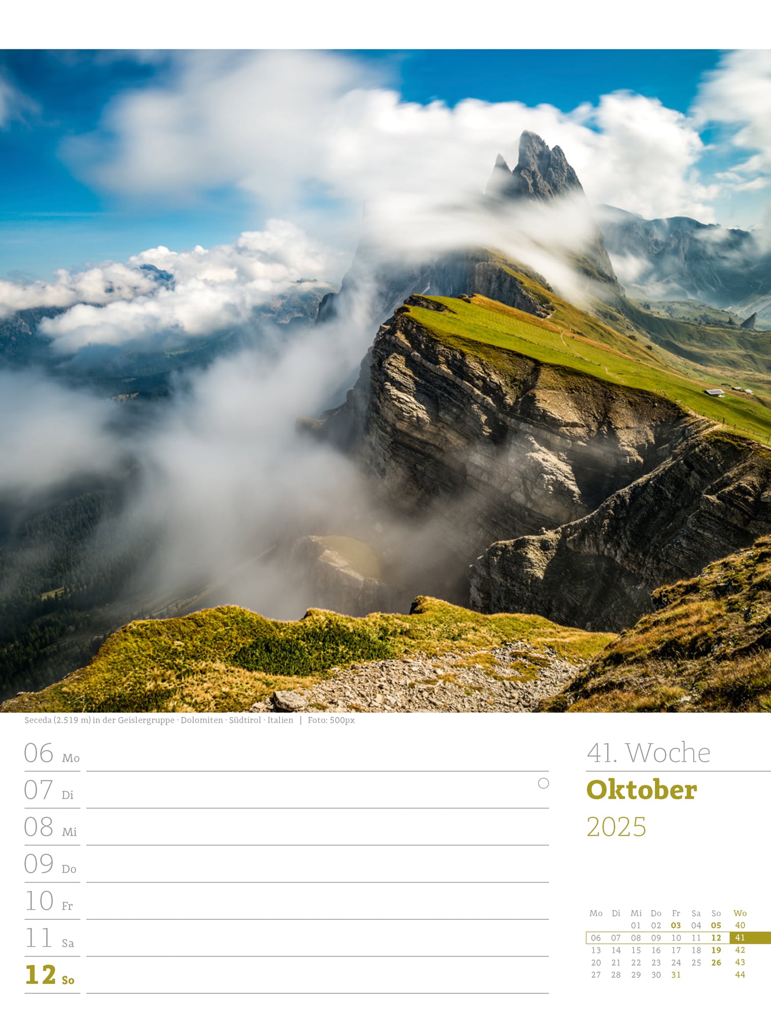 Ackermann Calendar Alps 2025 - Weekly Planner - Inside View 44