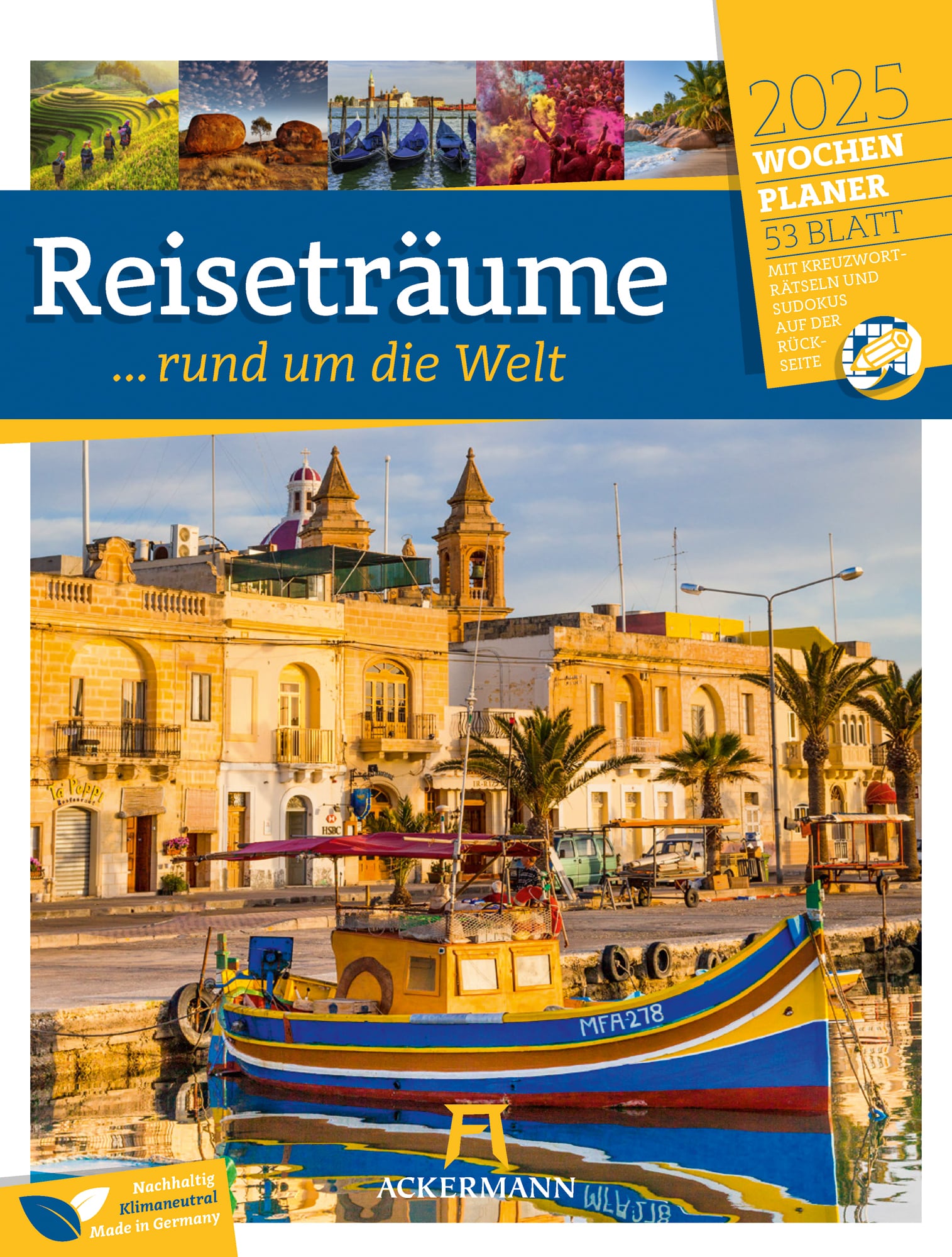 Ackermann Kalender Reiseträume - Wochenplaner 2025 - Titelblatt