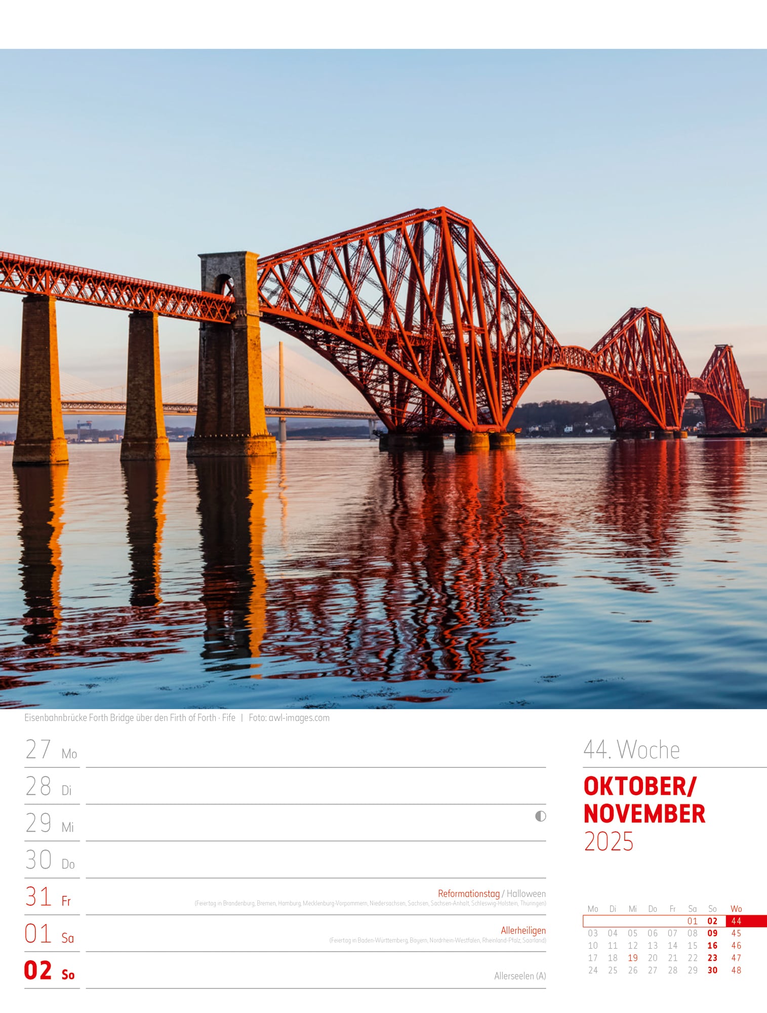 Ackermann Calendar Scotland 2025 - Weekly Planner - Inside View 47