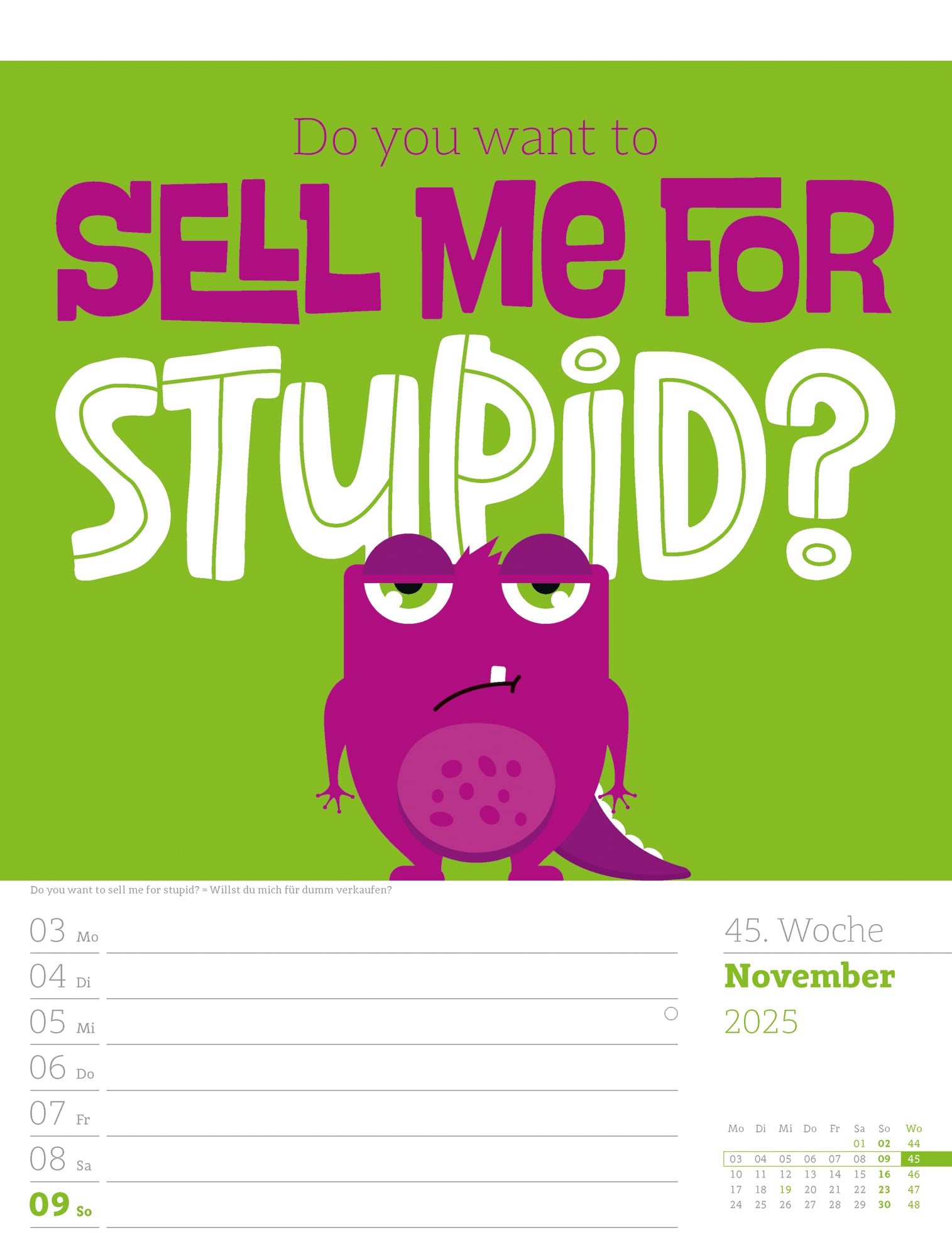 Ackermann Calendar Funny Quotes 2025 - Weekly Planner - Inside View 48