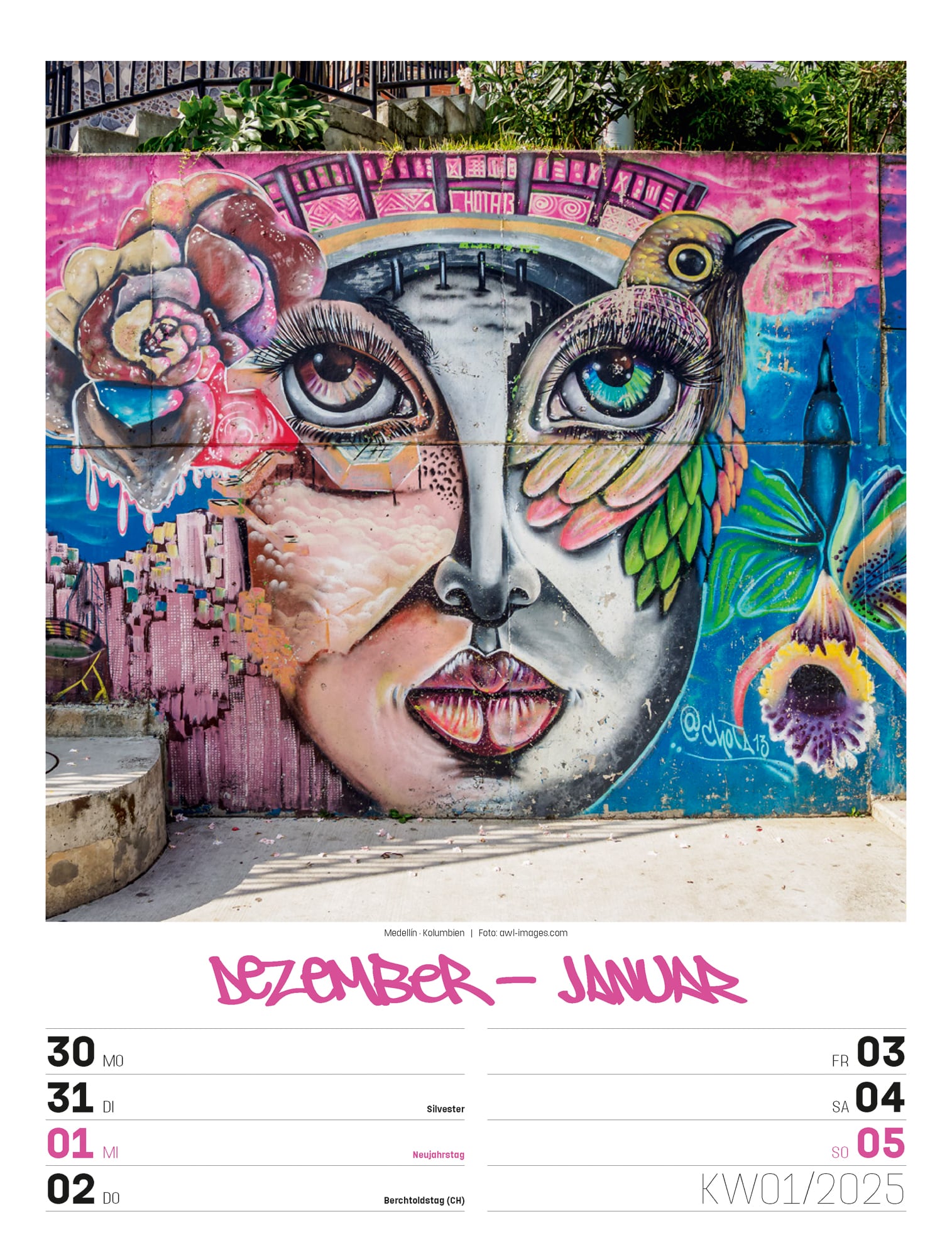 Ackermann Kalender Street Art - Wochenplaner 2025 - Innenansicht 01