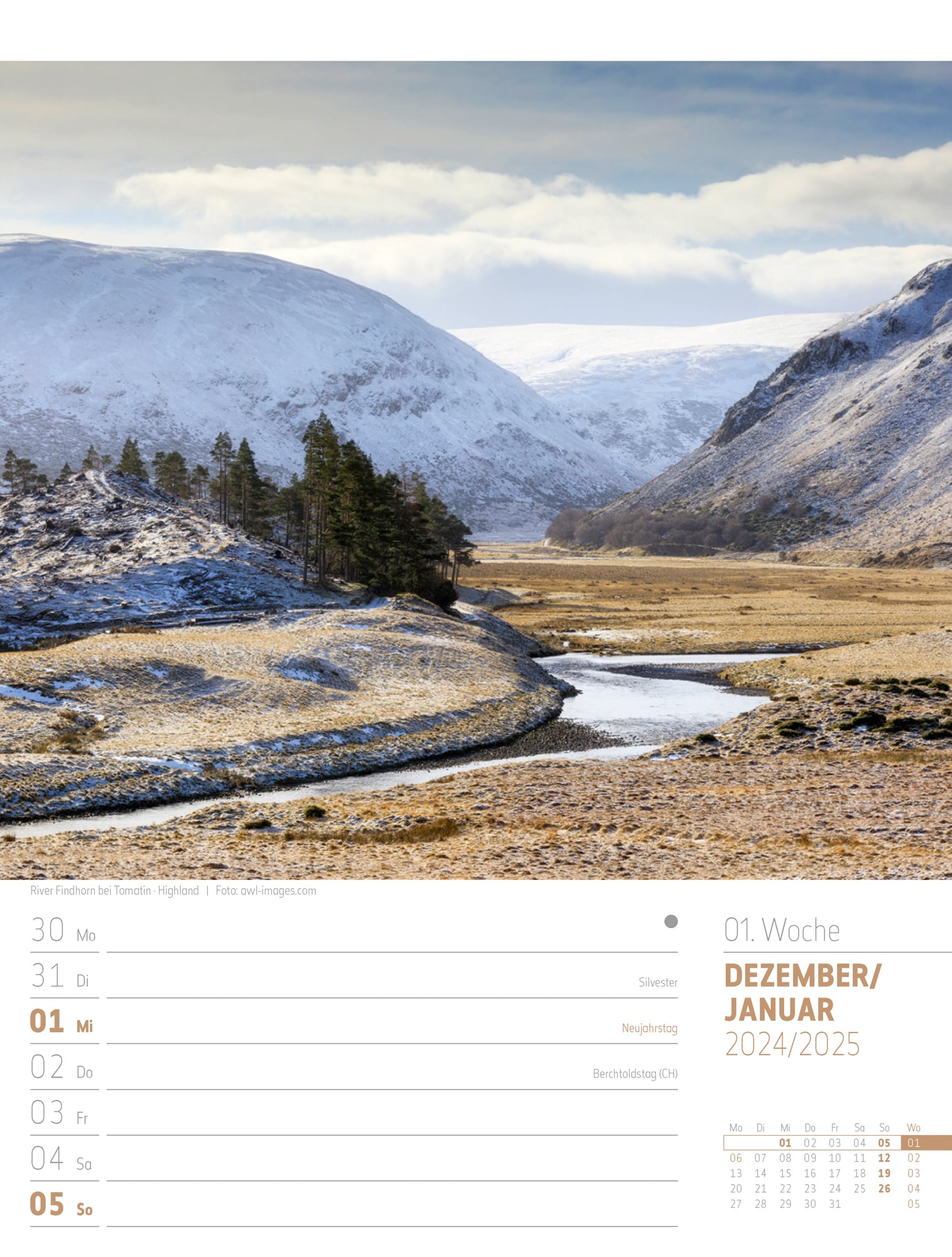 Ackermann Calendar Scotland 2025 - Weekly Planner - Inside View 01