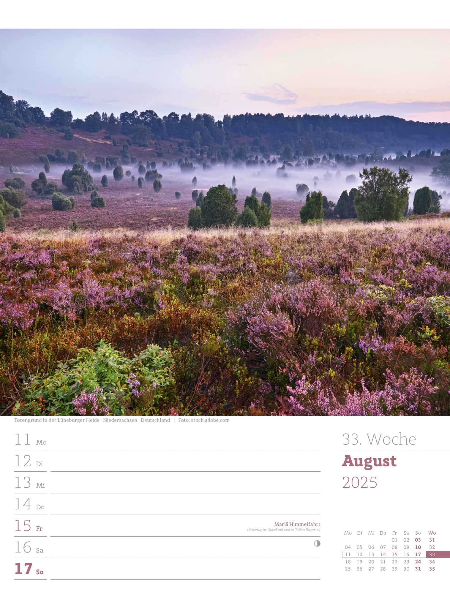 Ackermann Calendar Our Forest 2025 - Weekly Planner - Inside View 36