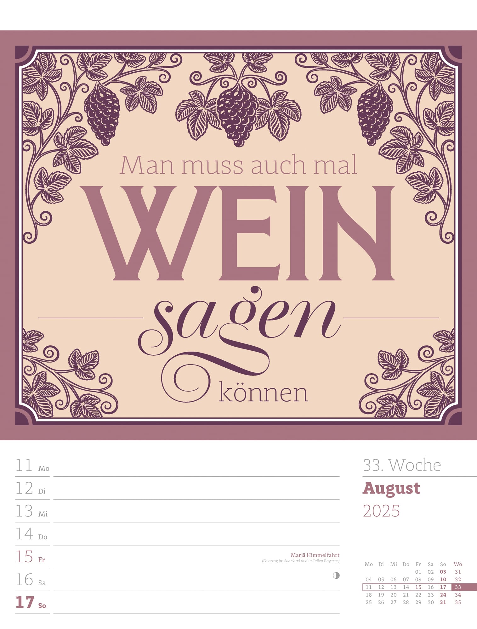 Ackermann Calendar Funny Quotes 2025 - Weekly Planner - Inside View 36