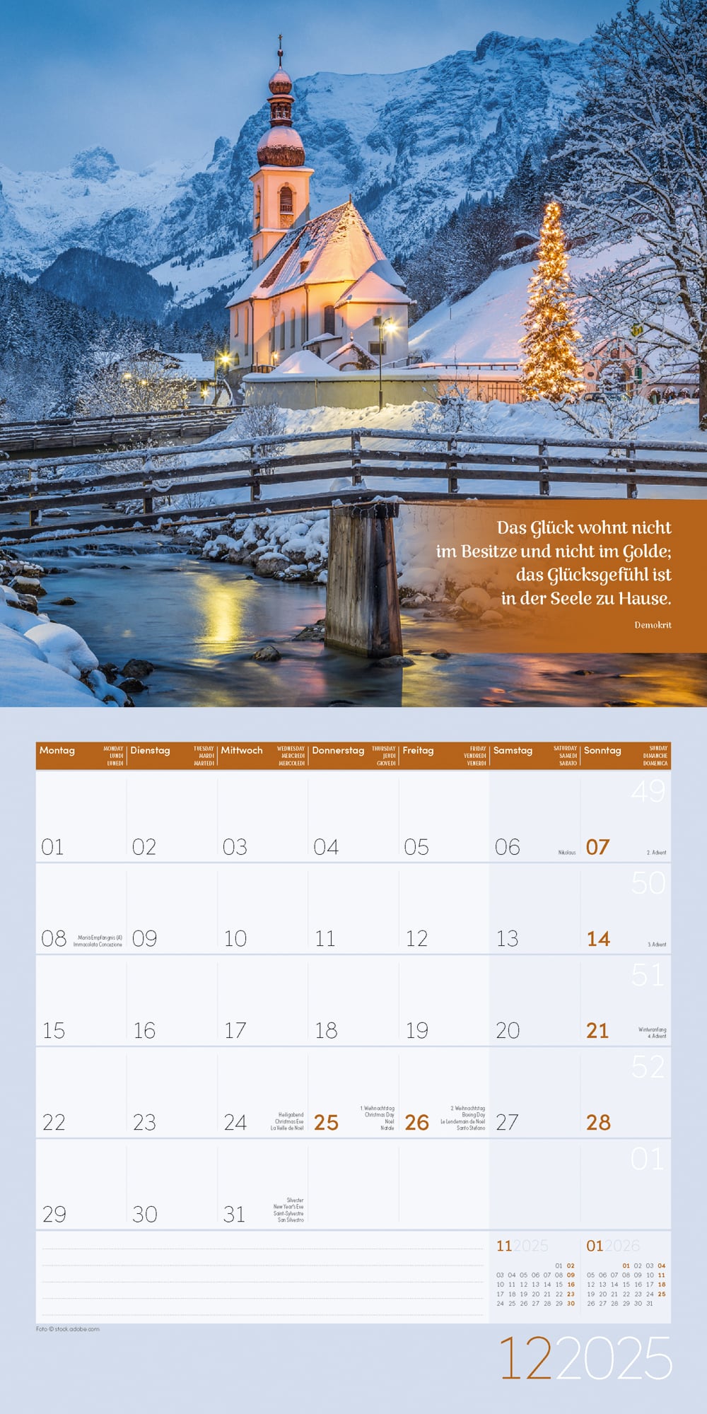 Art12 Collection Kalender Momente für Dich 2025 - 30x30 - Innenansicht 12