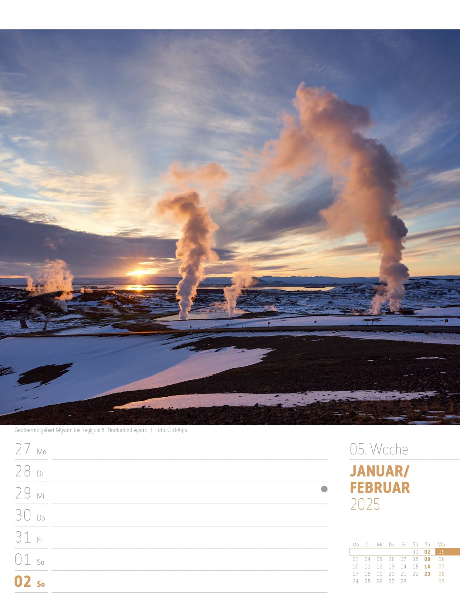 Ackermann Calendar Iceland 2025 - Weekly Planner - Inside View 08