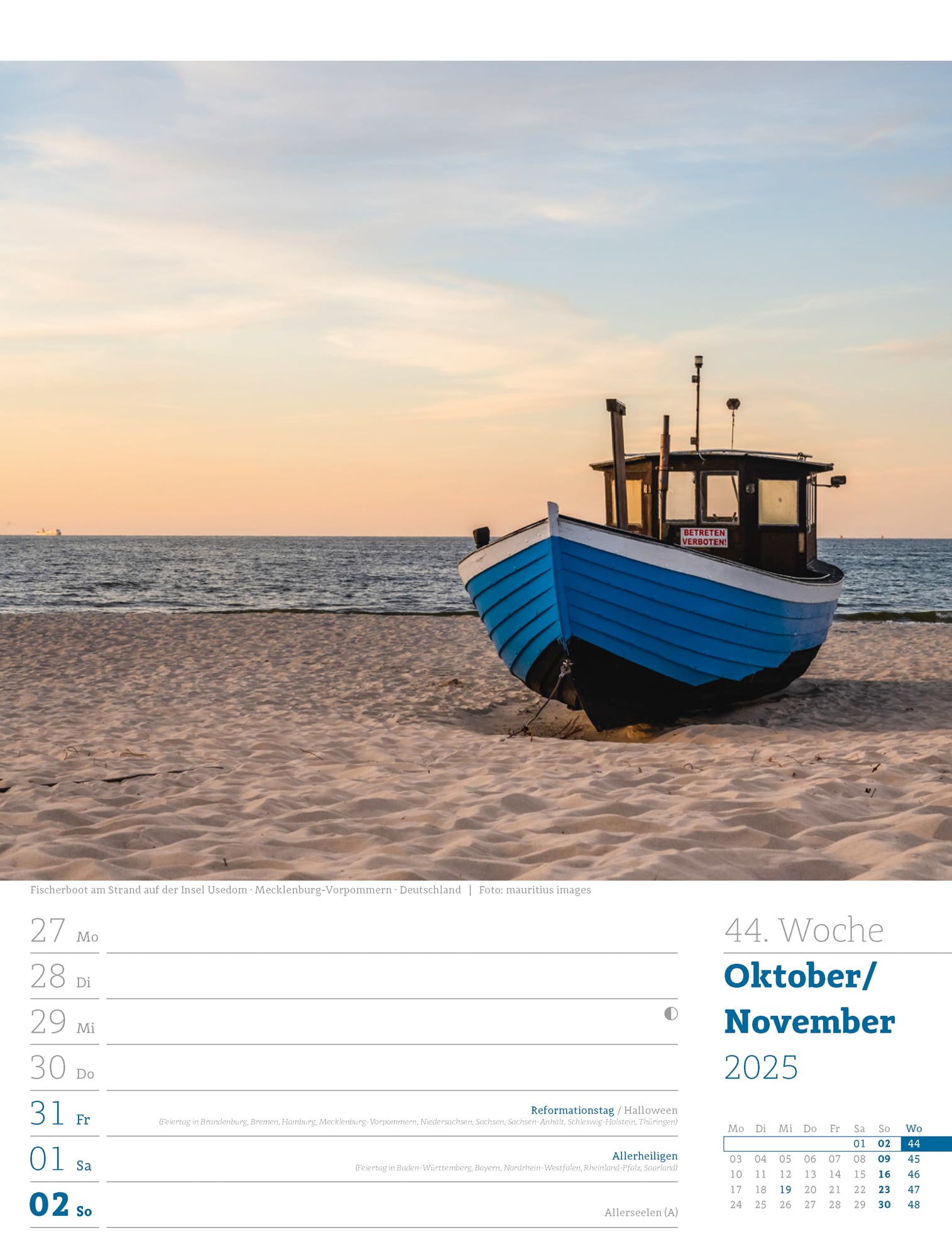 Ackermann Calendar At the Seaside 2025 - Weekly Planner - Inside View 47