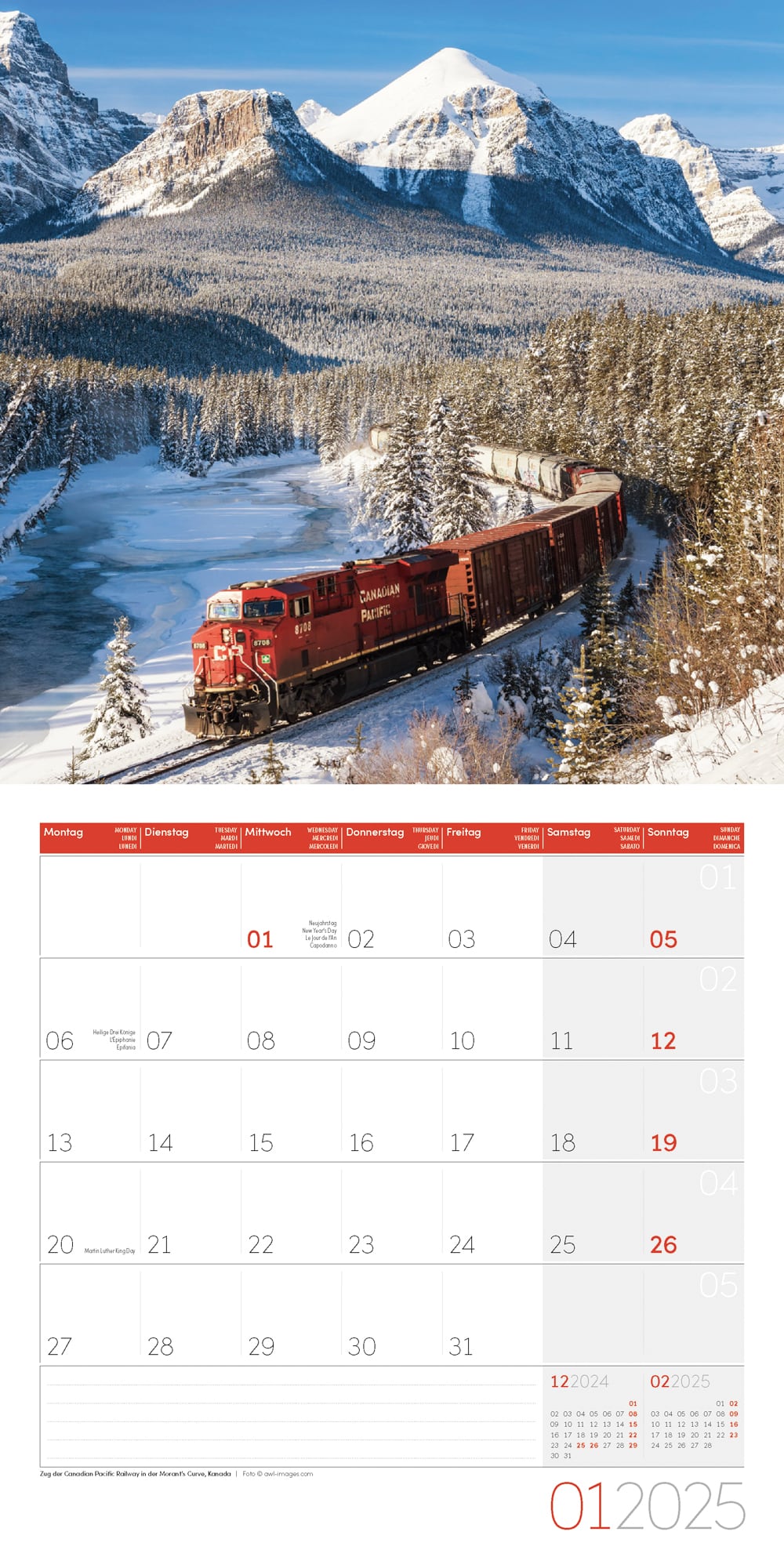 Art12 Collection Kalender Lokomotiven 2025 - 30x30 - Innenansicht 01