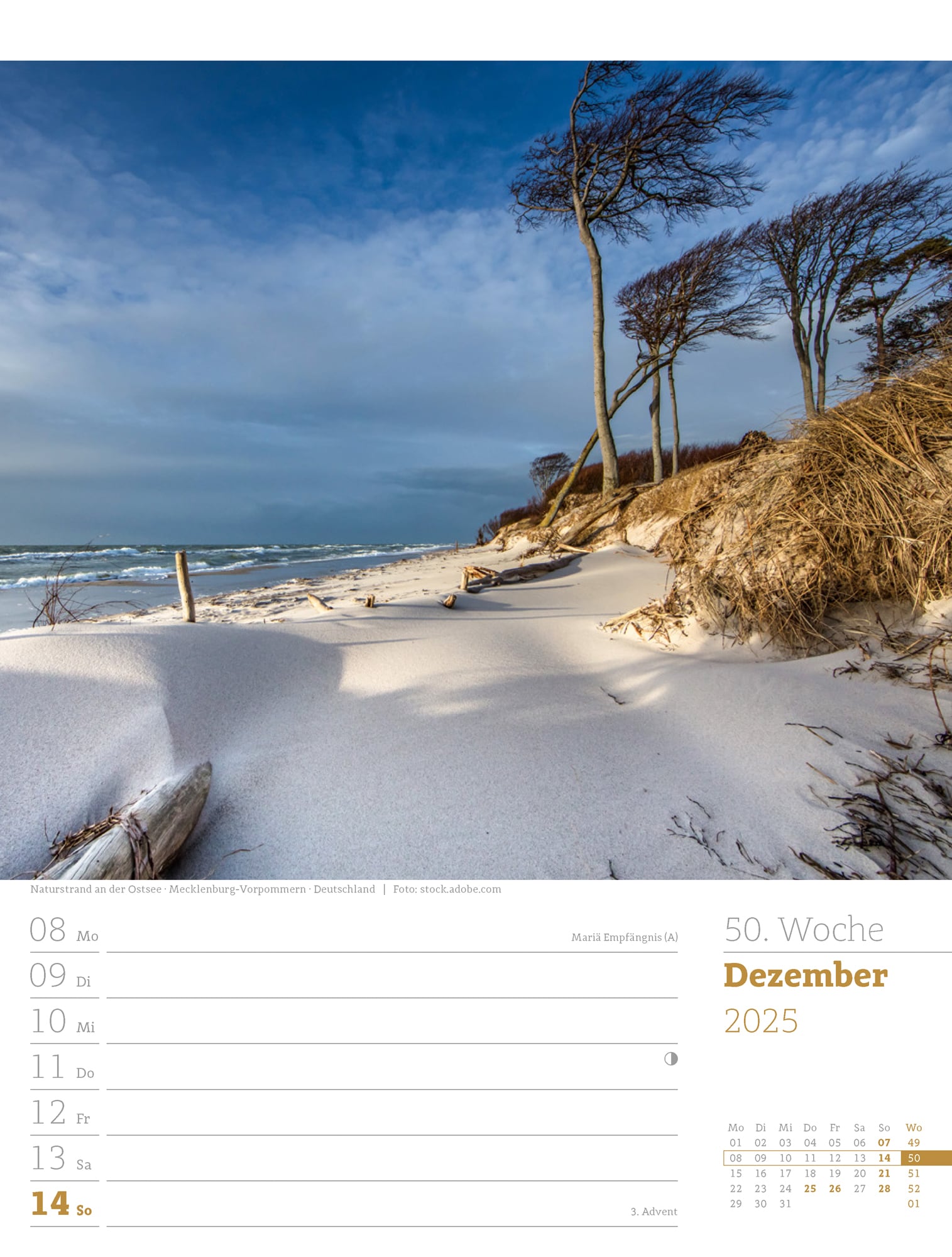 Ackermann Calendar At the Seaside 2025 - Weekly Planner - Inside View 53