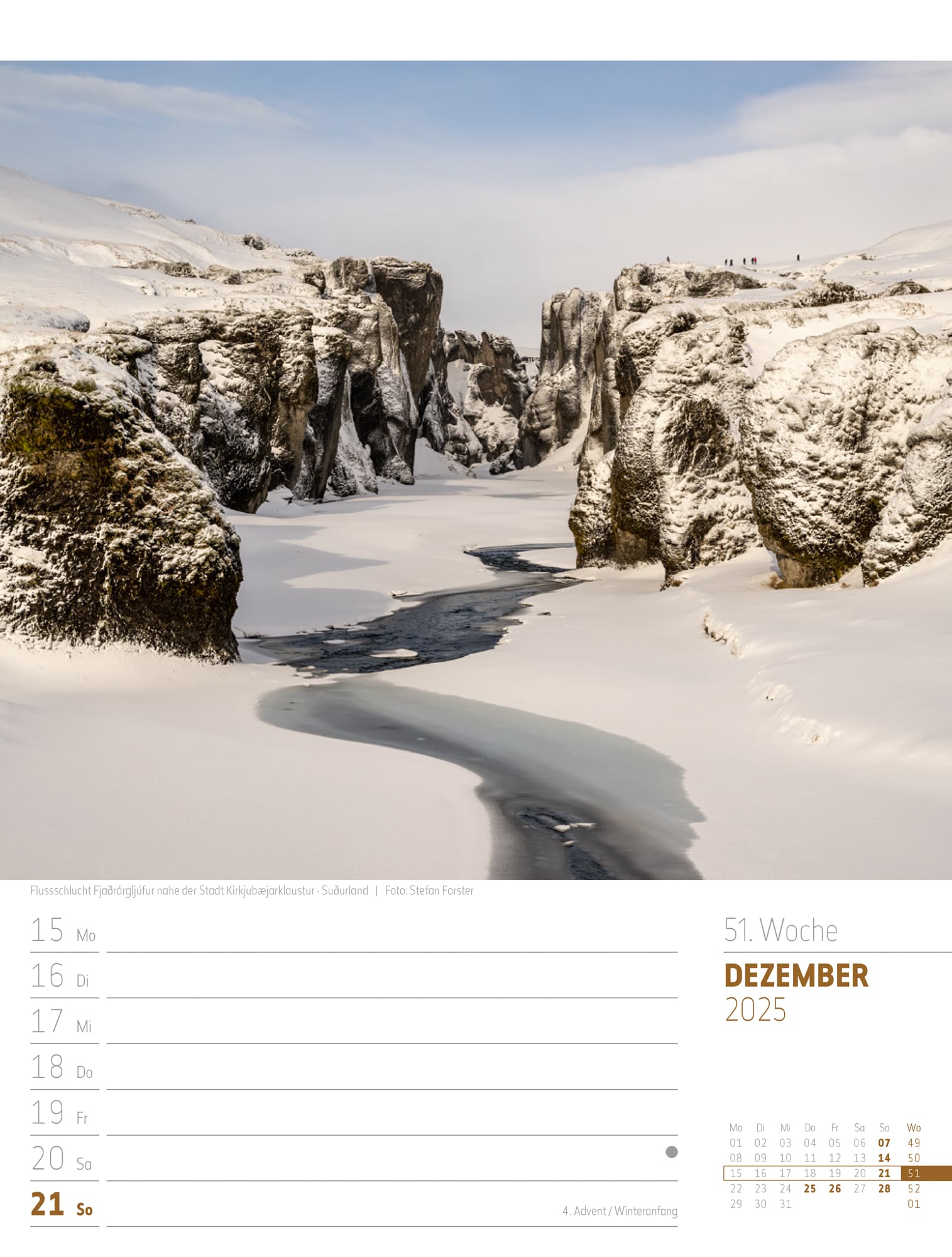 Ackermann Calendar Iceland 2025 - Weekly Planner - Inside View 54