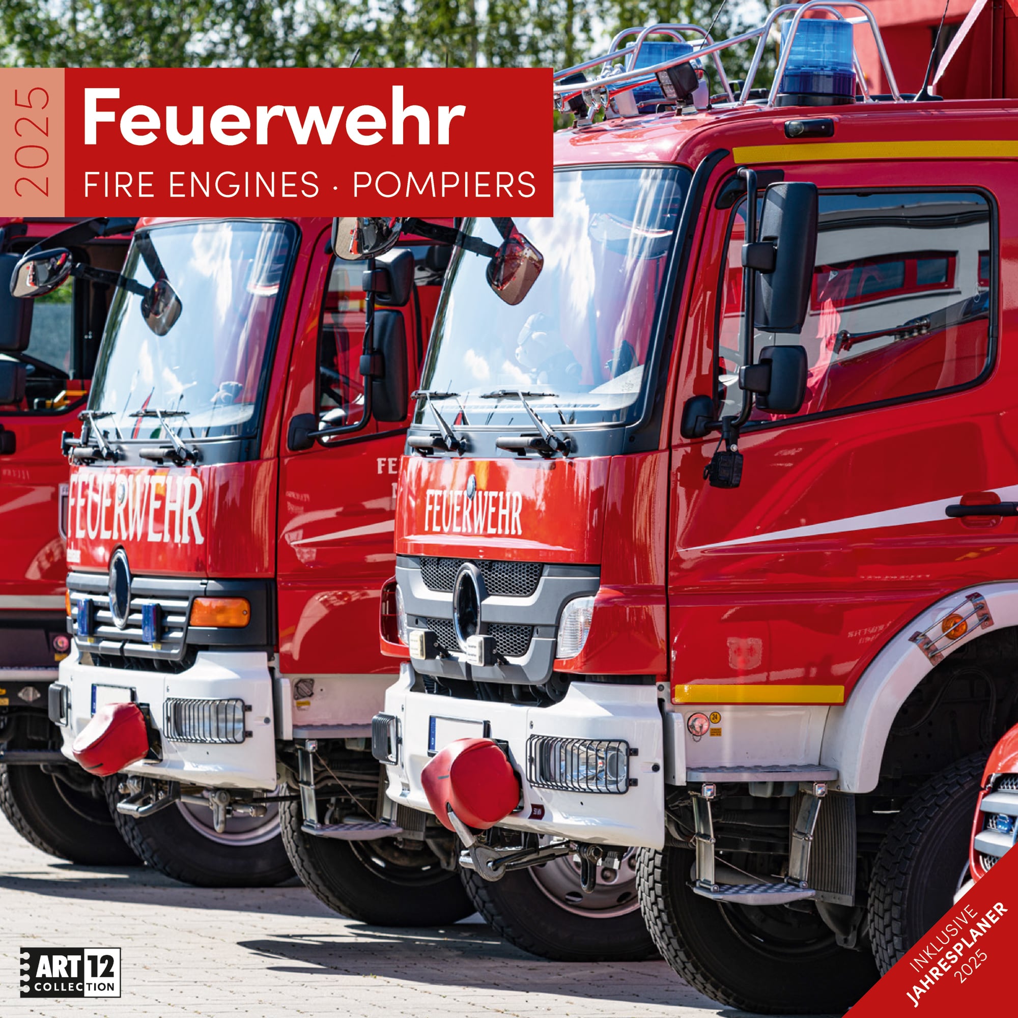 Art12 Collection Calendar Fire Engines 2025 - 30x30 - Cover Page