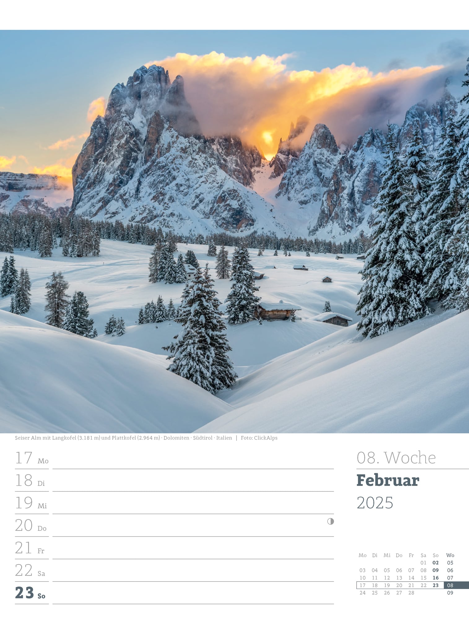 Ackermann Calendar Alps 2025 - Weekly Planner - Inside View 11
