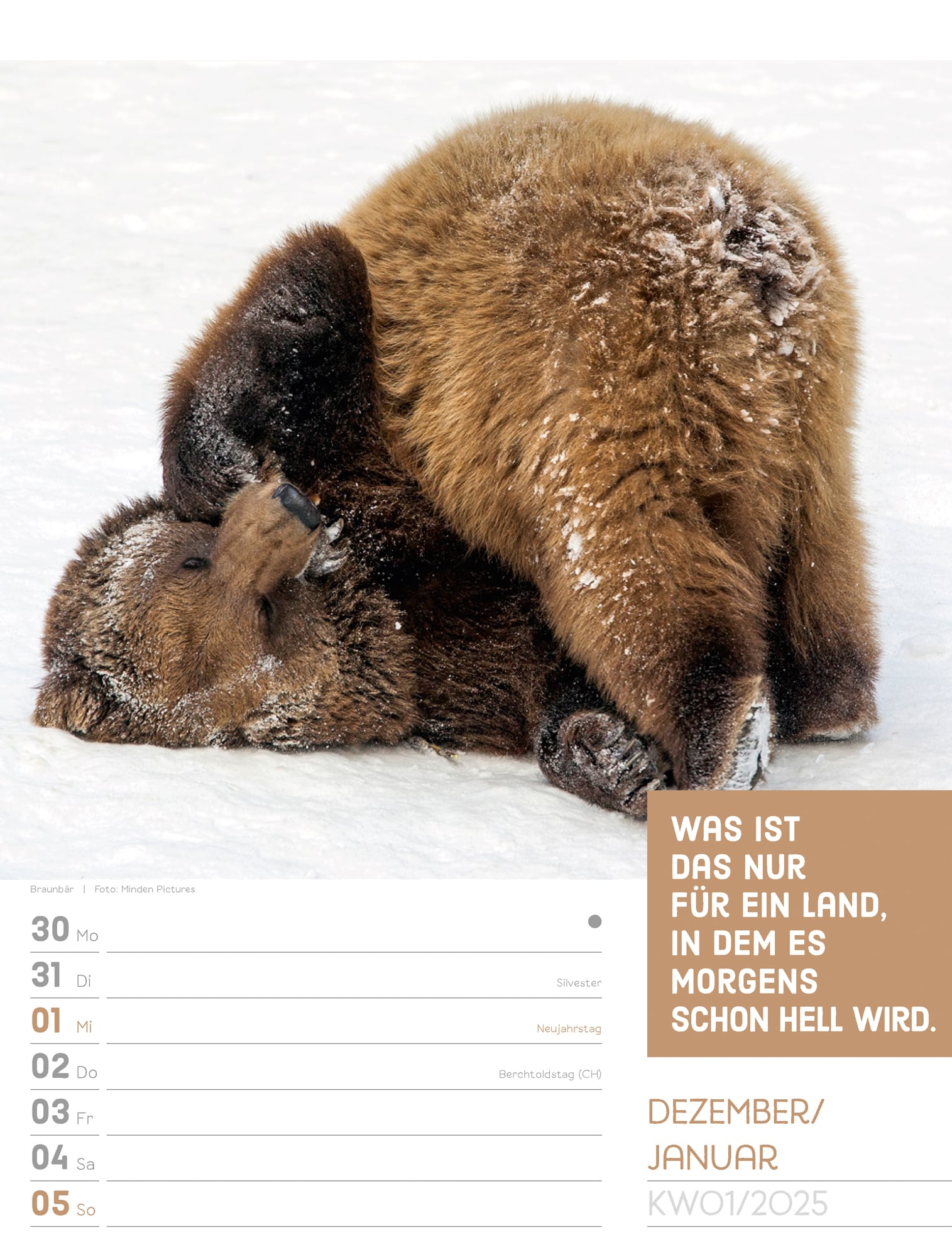 Ackermann Calendar Animals 2025 - Weekly Planner - Inside View 01