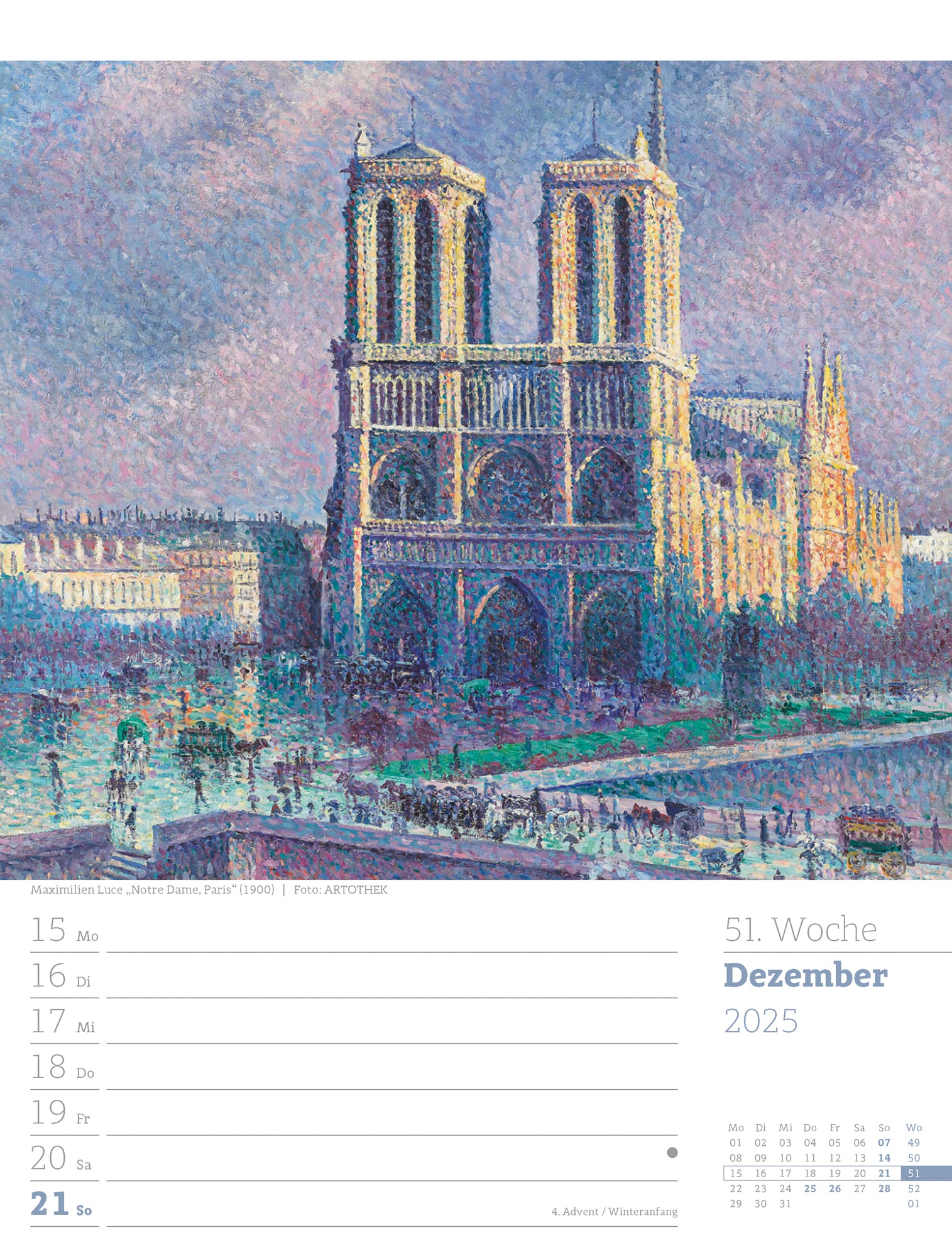 Ackermann Calendar World of Art 2025 - Weekly Planner - Inside View 54