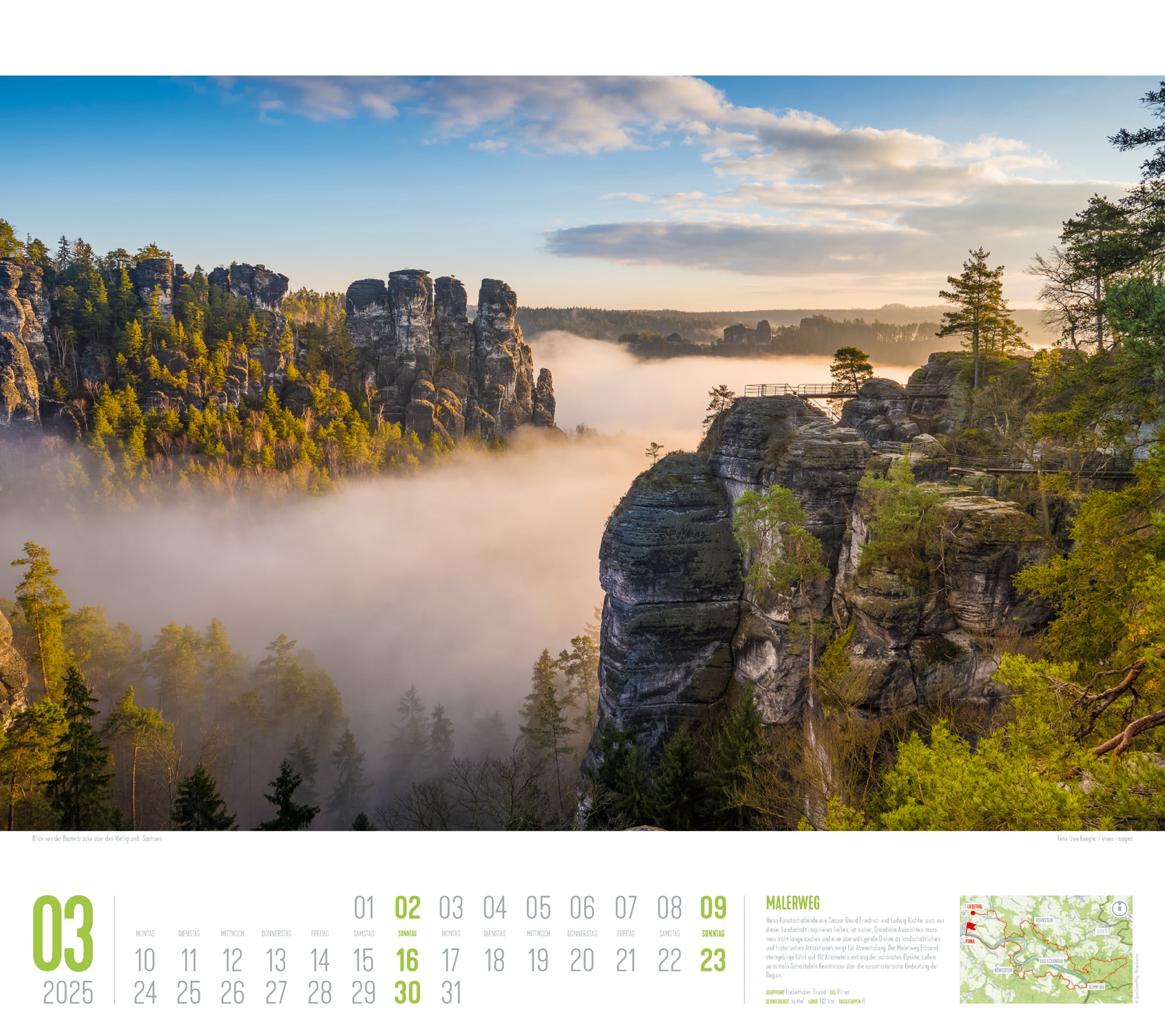 Ackermann Calendar Hiking Trails of Germany 2025 - Inside View 03