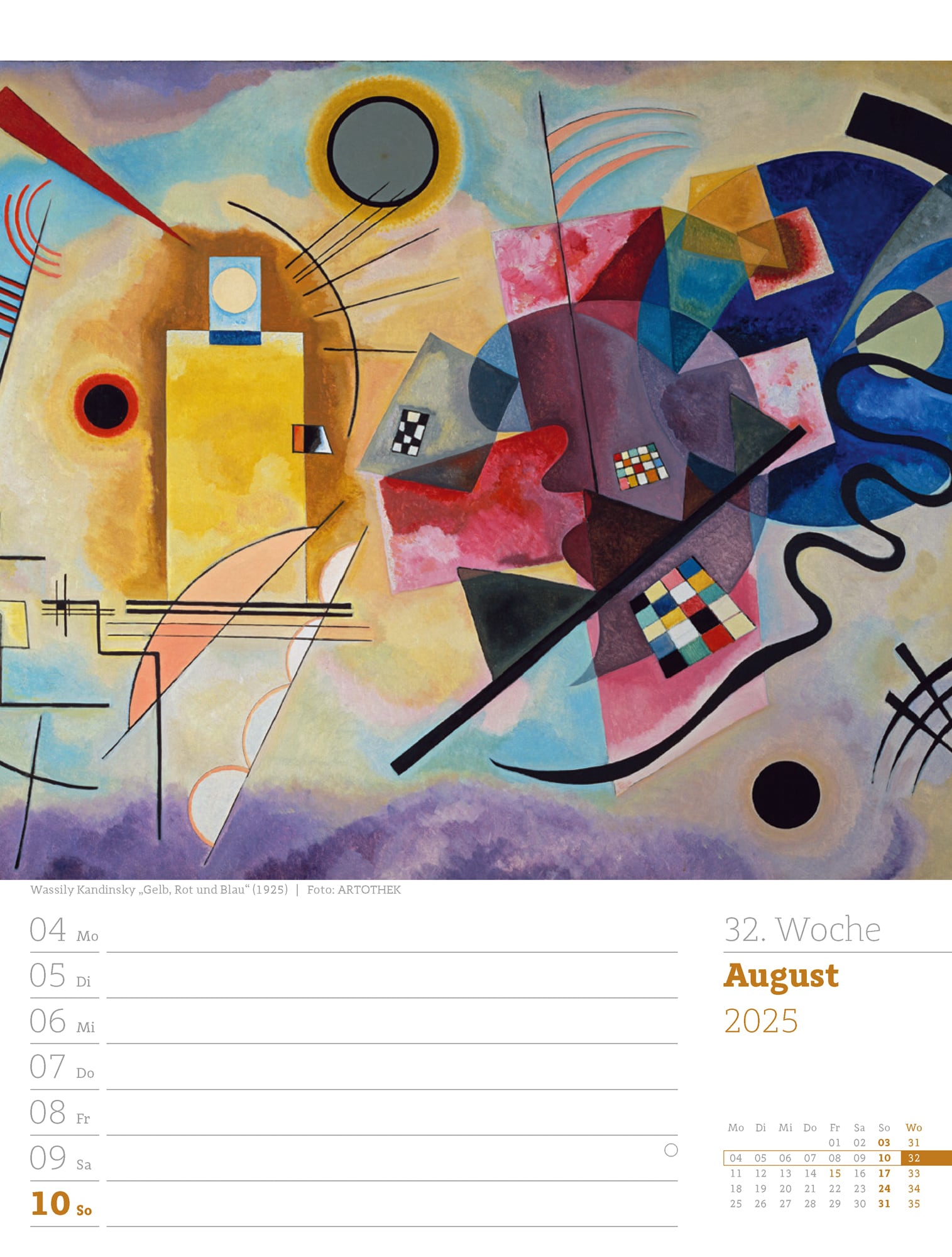 Ackermann Kalender Kunstwelt - Wochenplaner 2025 - Innenansicht 35