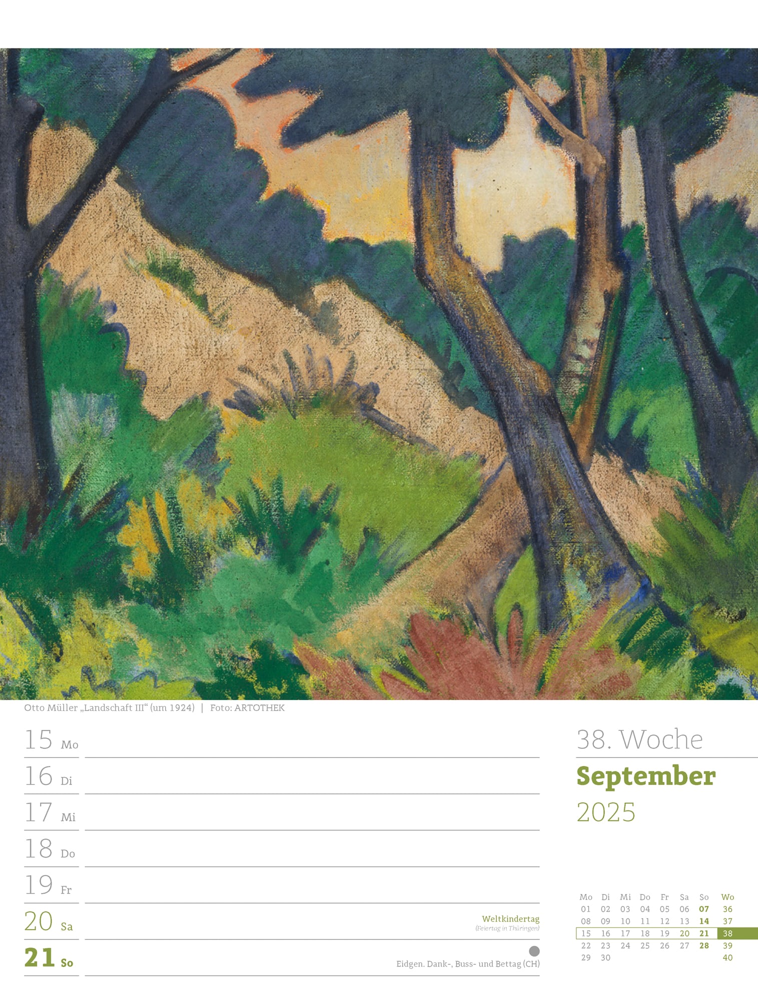 Ackermann Kalender Kunstwelt - Wochenplaner 2025 - Innenansicht 41