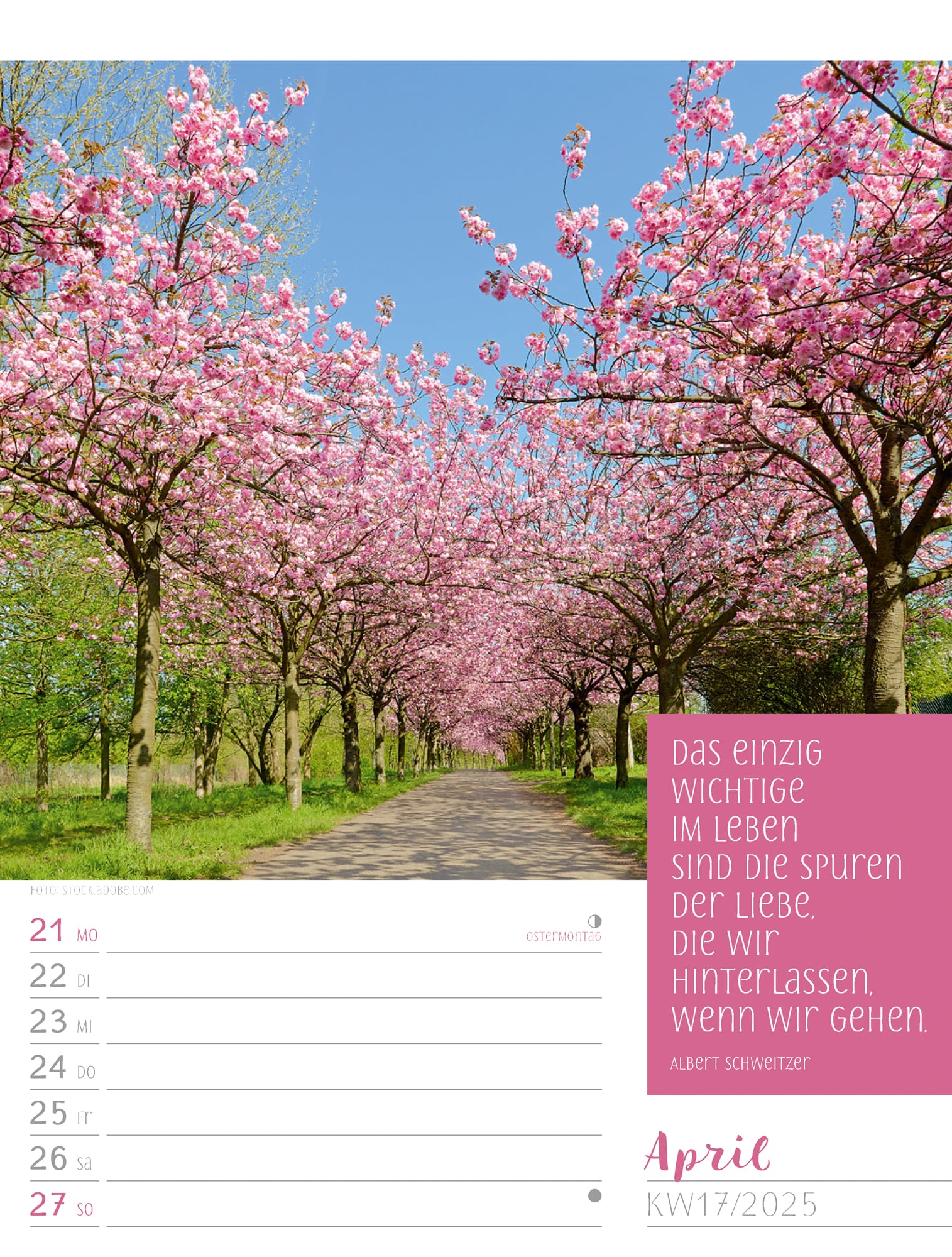 Ackermann Kalender Augenblicke - Wochenplaner 2025 - Innenansicht 20