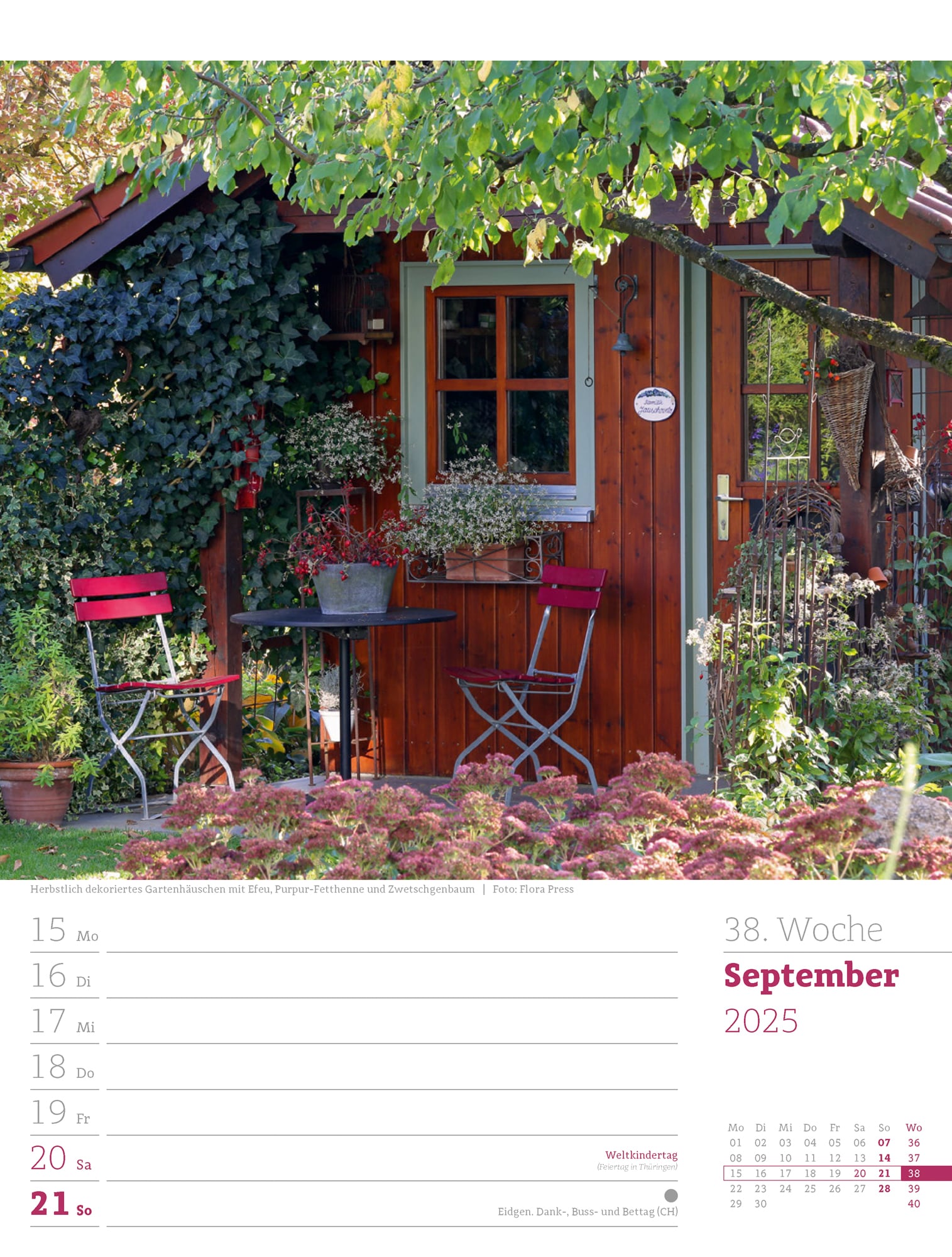 Ackermann Calendar Beautiful Gardens 2025 - Weekly Planner - Inside View 41