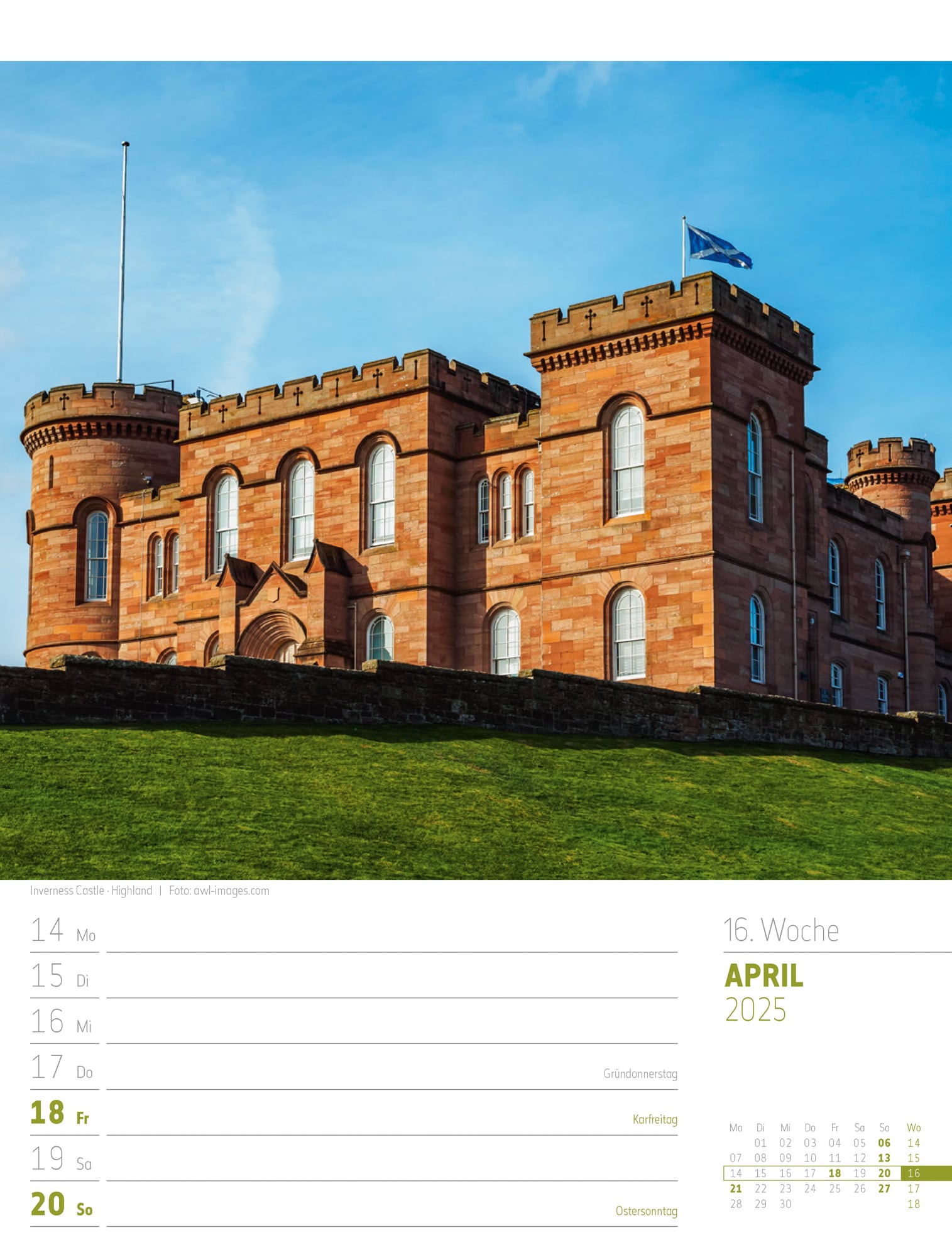 Ackermann Calendar Scotland 2025 - Weekly Planner - Inside View 19