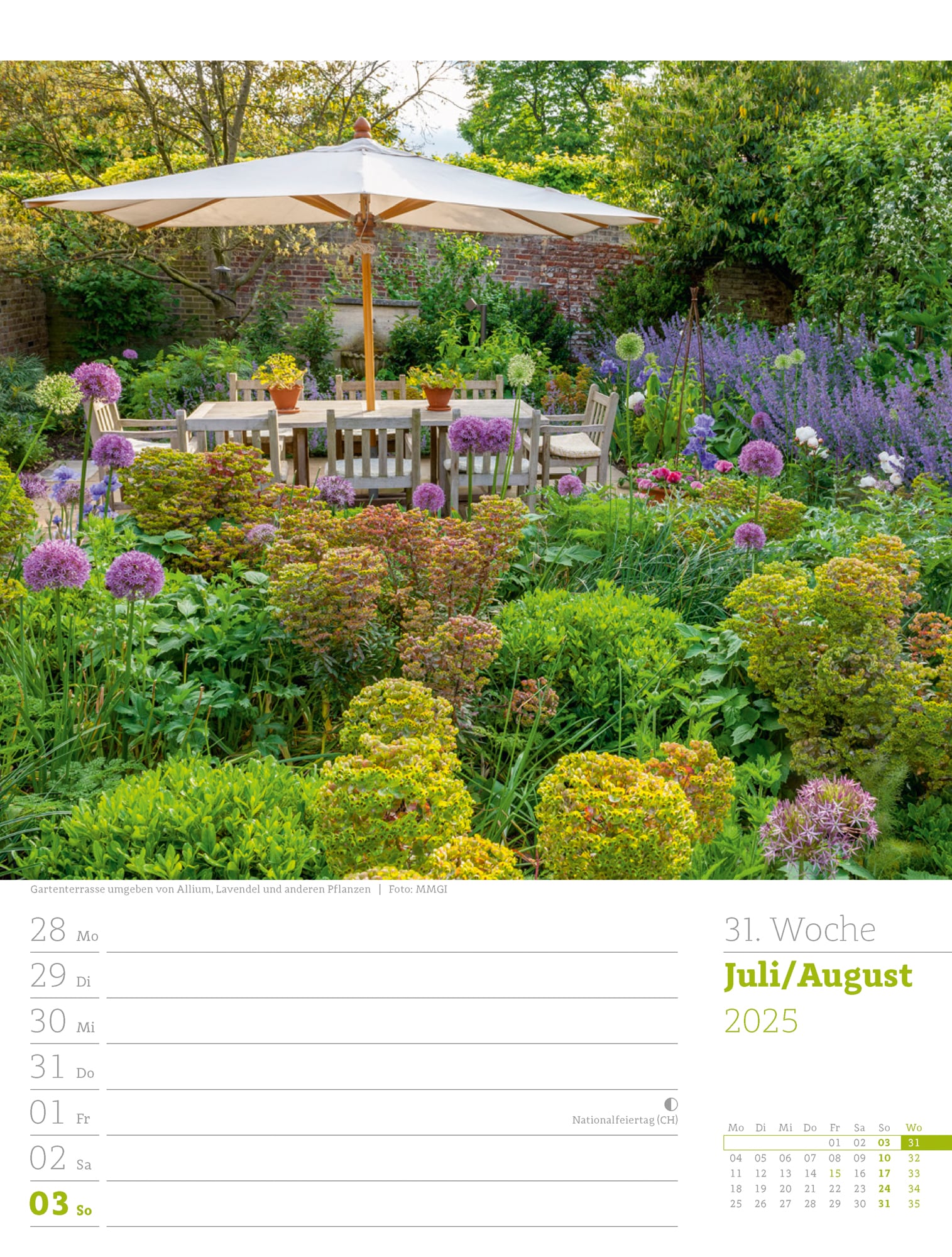Ackermann Calendar Beautiful Gardens 2025 - Weekly Planner - Inside View 34