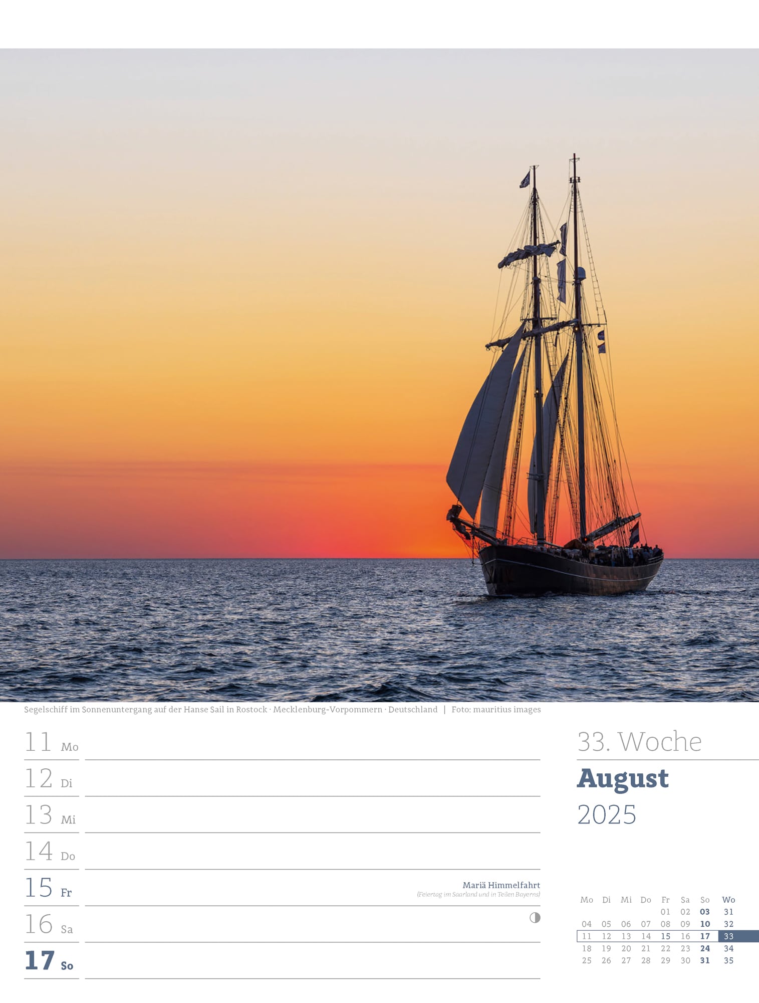 Ackermann Calendar At the Seaside 2025 - Weekly Planner - Inside View 36