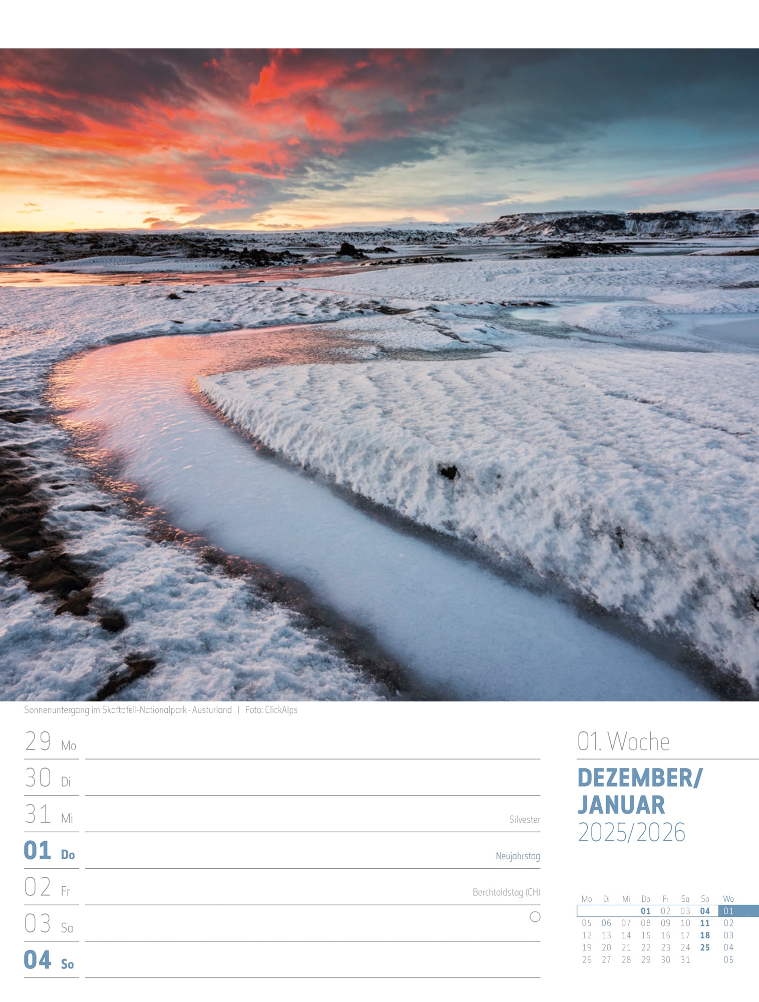 Ackermann Calendar Iceland 2025 - Weekly Planner - Inside View 56