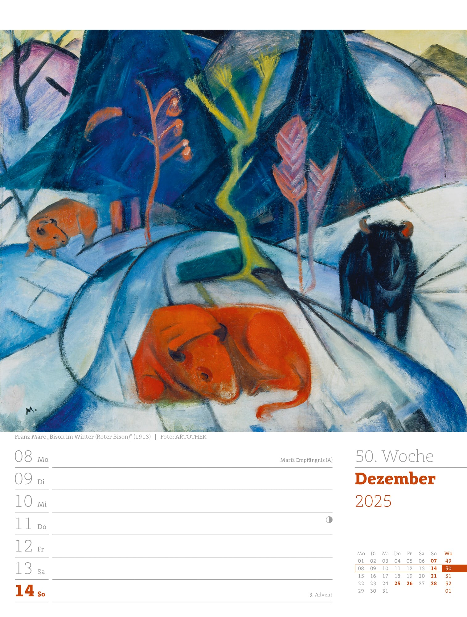 Ackermann Kalender Kunstwelt - Wochenplaner 2025 - Innenansicht 53