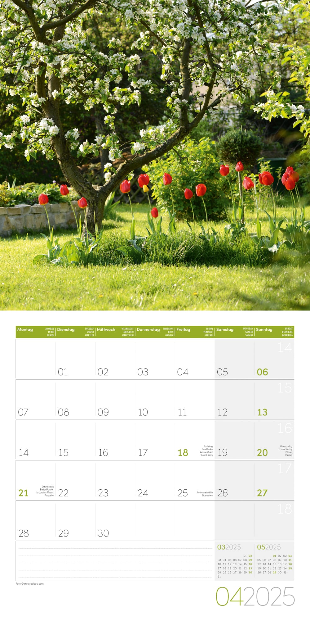 Art12 Collection Kalender In meinem Garten 2025 - 30x30 - Innenansicht 04