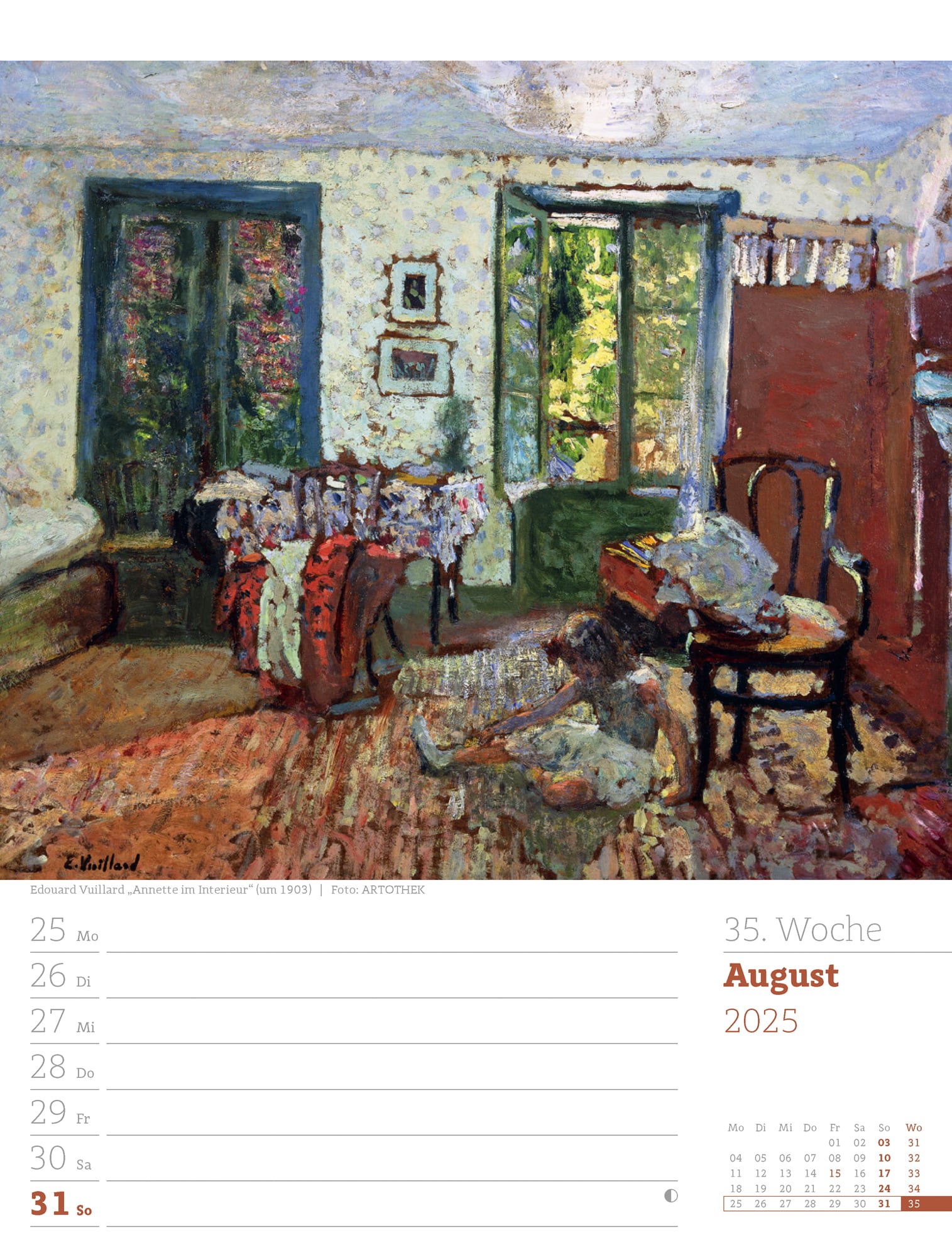 Ackermann Calendar World of Art 2025 - Weekly Planner - Inside View 38
