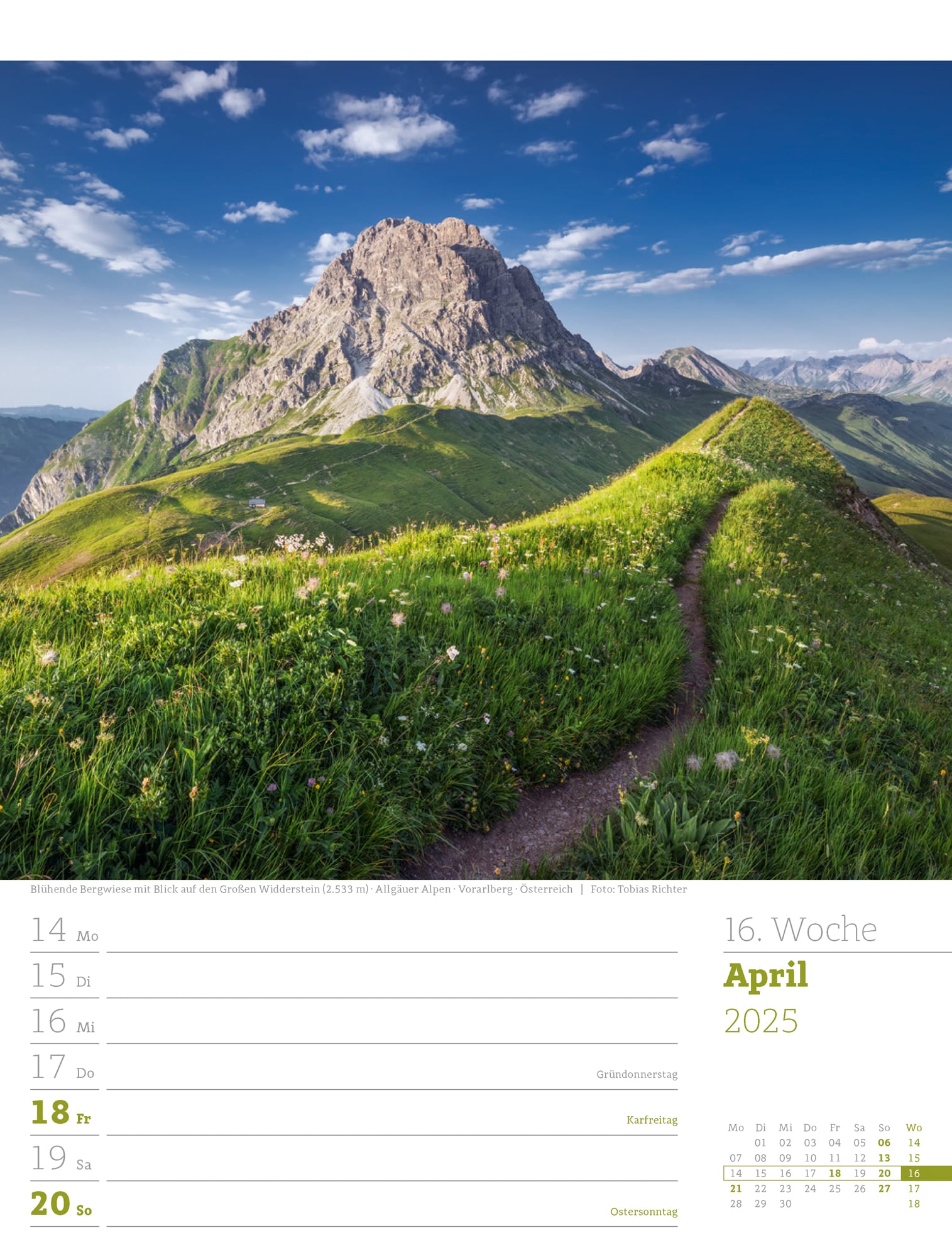 Ackermann Calendar Alps 2025 - Weekly Planner - Inside View 19