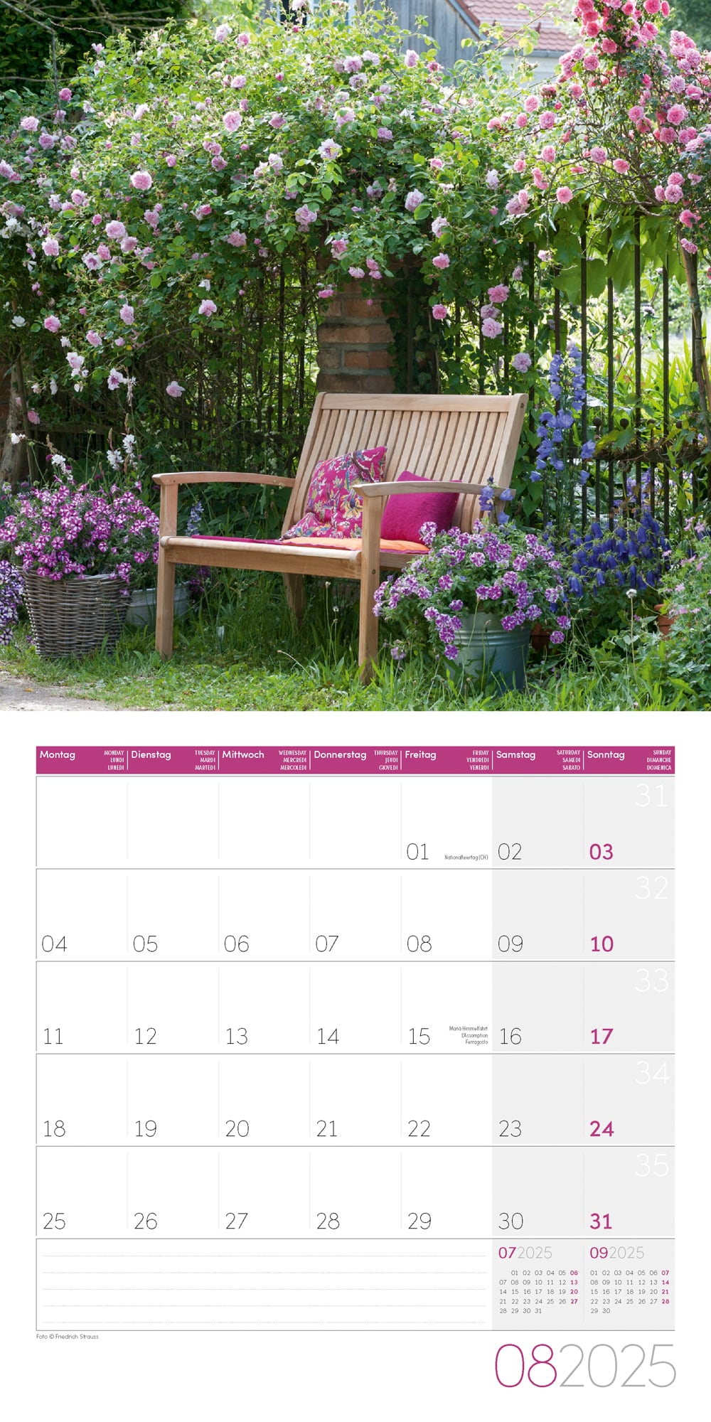 Art12 Collection Kalender In meinem Garten 2025 - 30x30 - Innenansicht 08