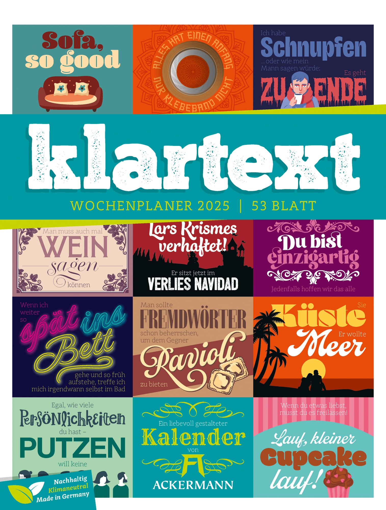 Ackermann Kalender Klartext - Wochenplaner 2025 - Titelblatt