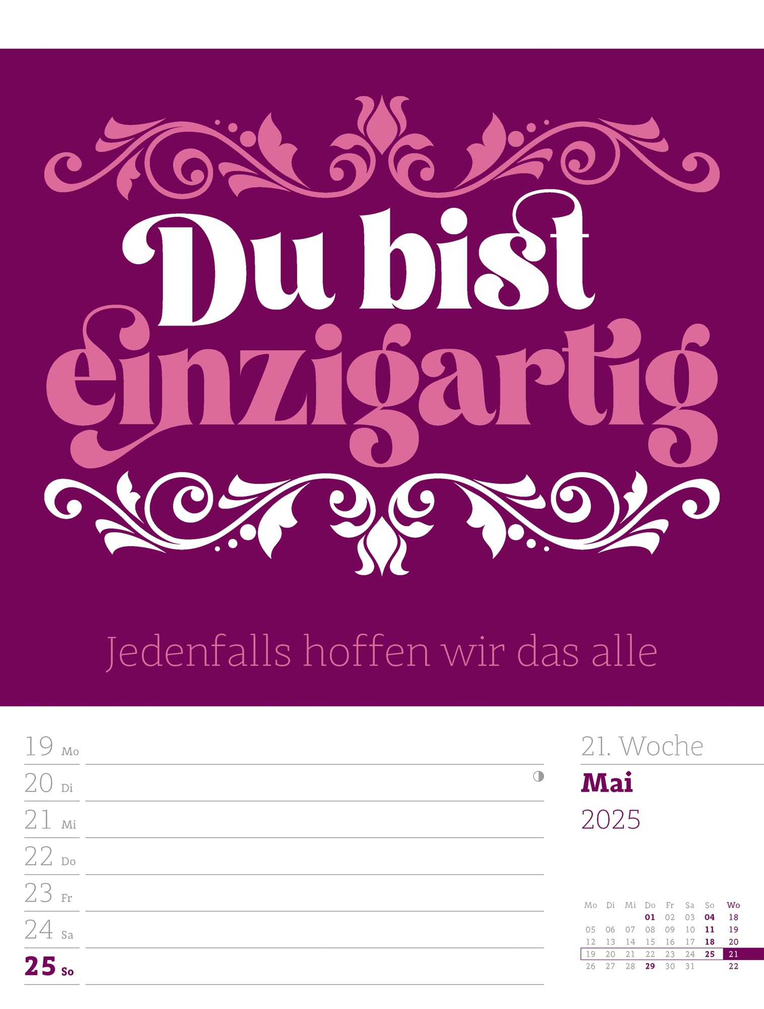 Ackermann Calendar Funny Quotes 2025 - Weekly Planner - Inside View 24