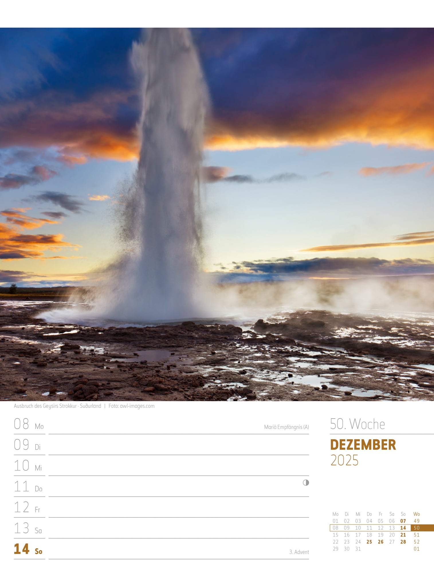 Ackermann Calendar Iceland 2025 - Weekly Planner - Inside View 53