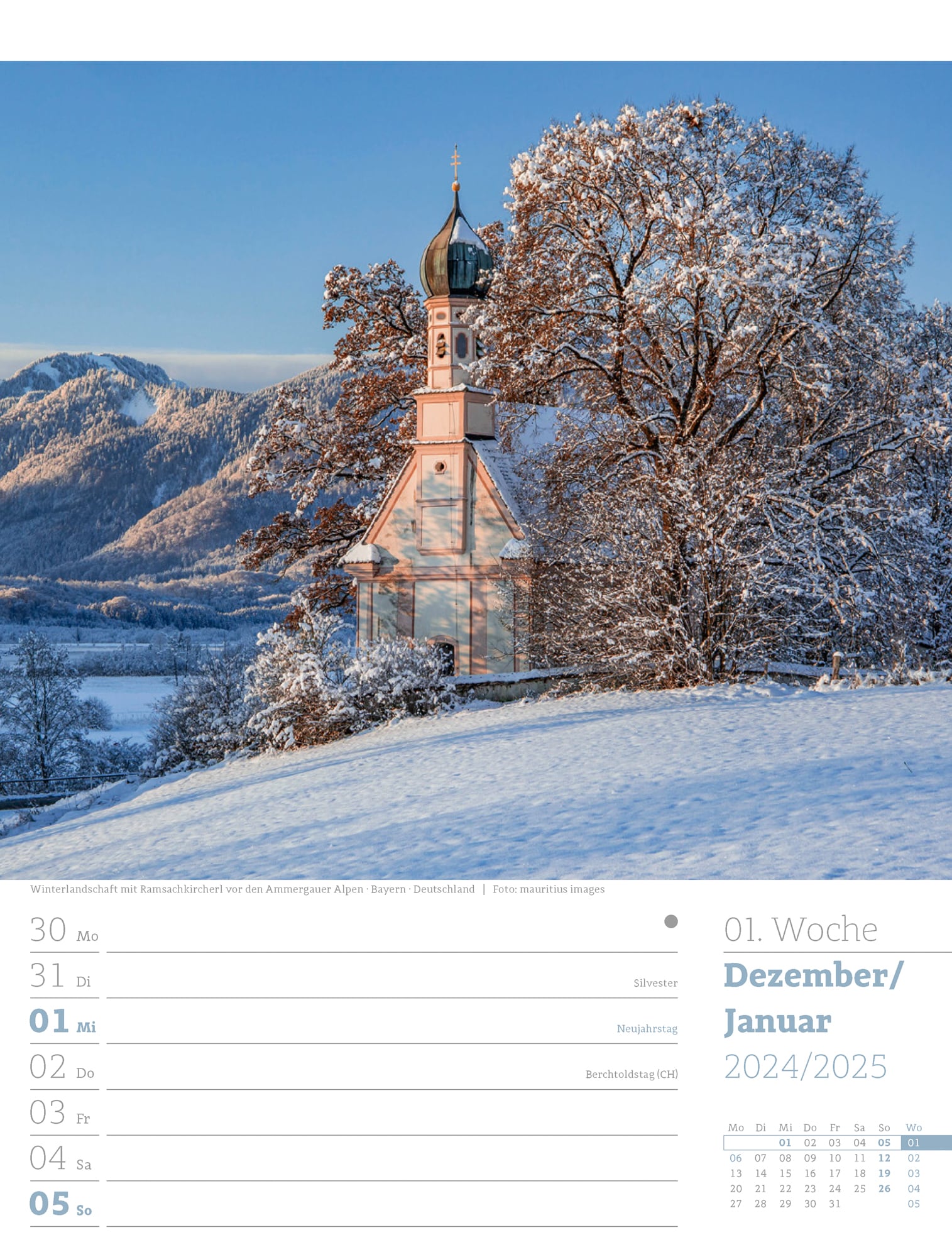 Ackermann Kalender Alpenwelt - Wochenplaner 2025 - Innenansicht 01